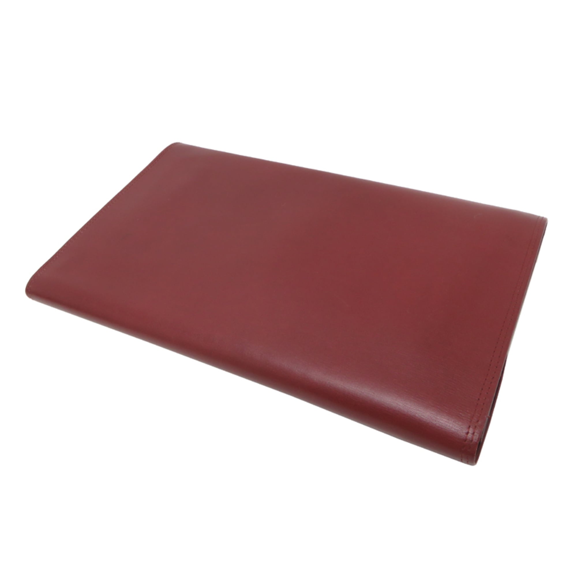Cartier Bordeaux Red Color Leather Clutch Bag (Pre-Owned)
