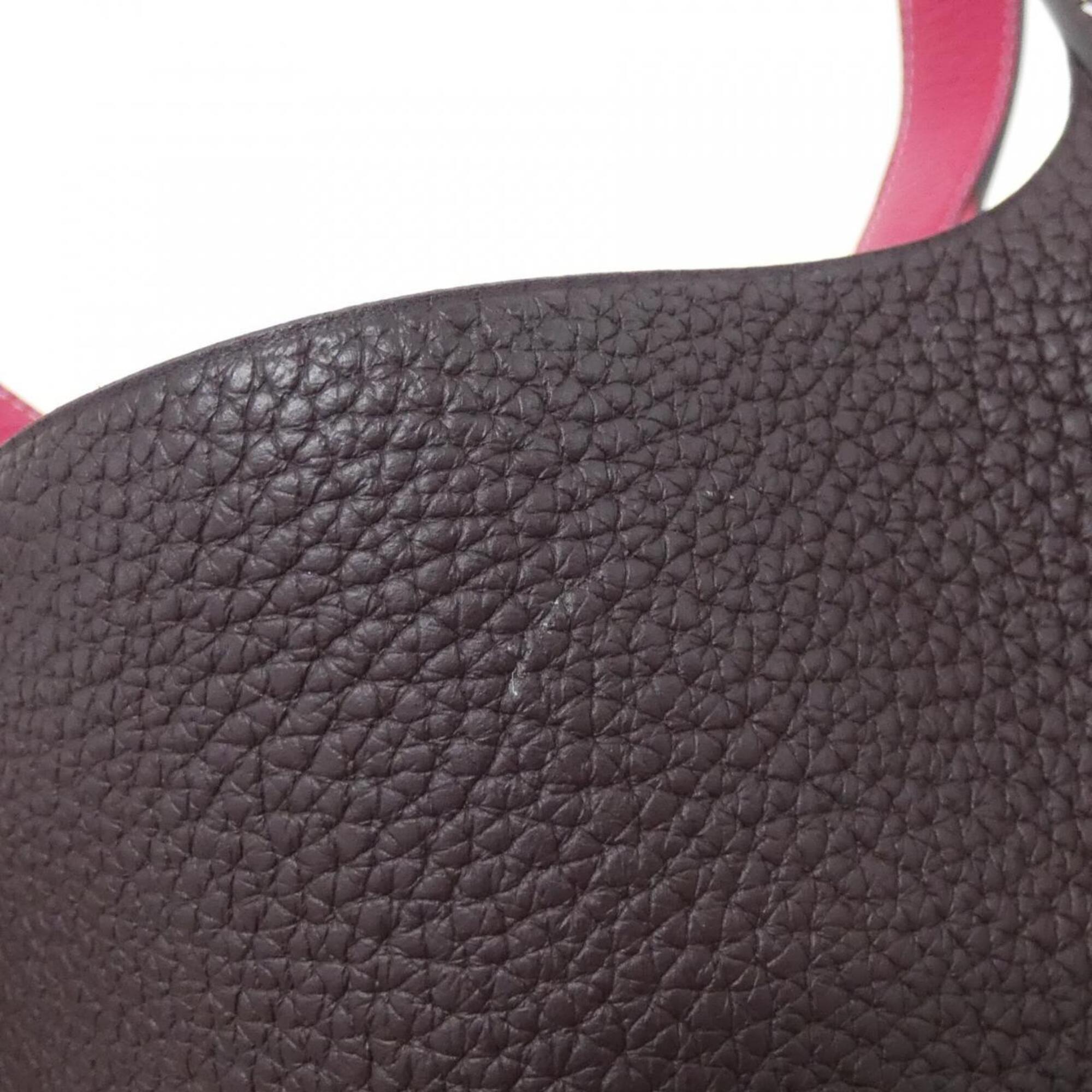 Hermes Brown Pink Taurillon Clemence Leather Handbag (Pre-Owned)