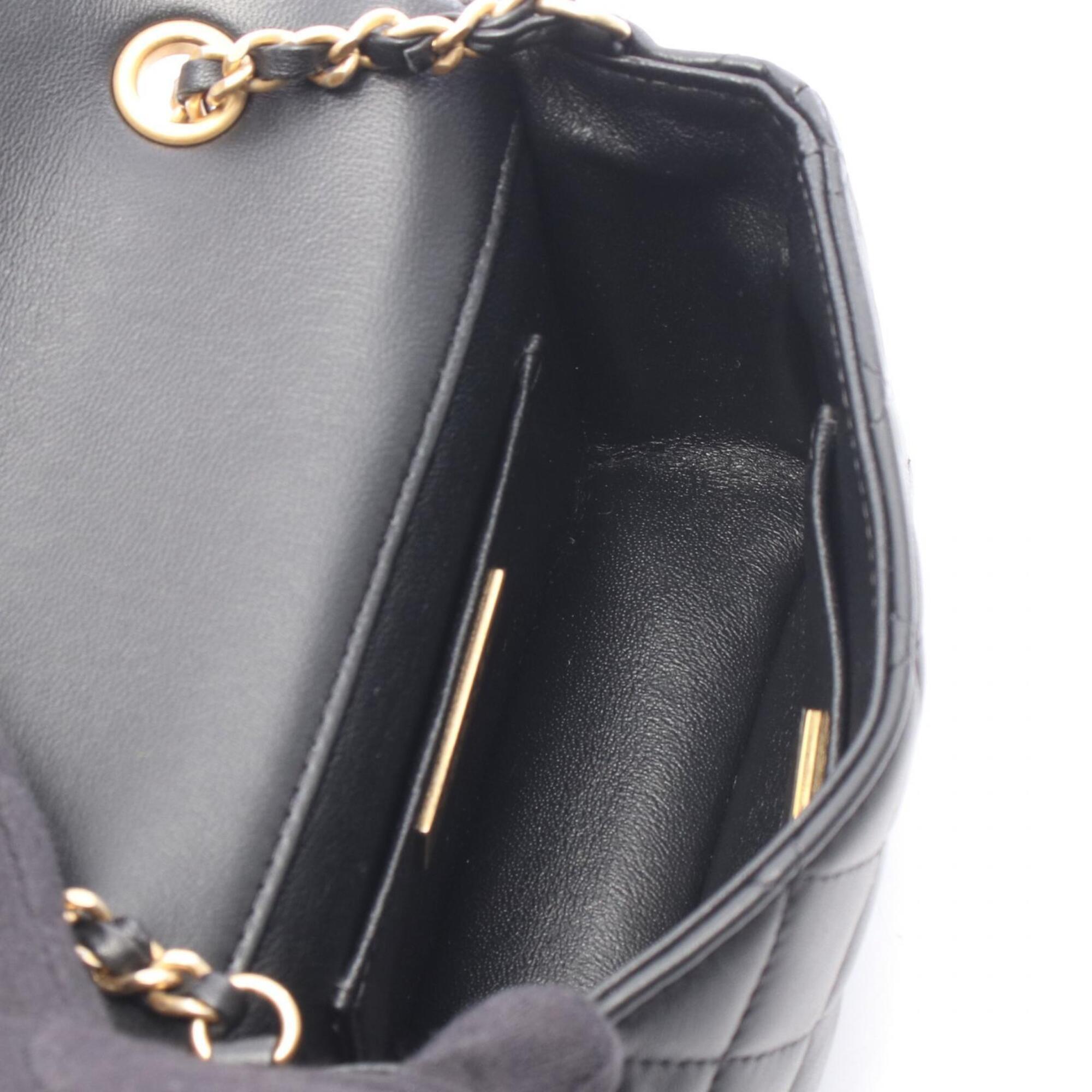 Chanel Black Leather Handbag Shoulder Bag (Pre-Owned)