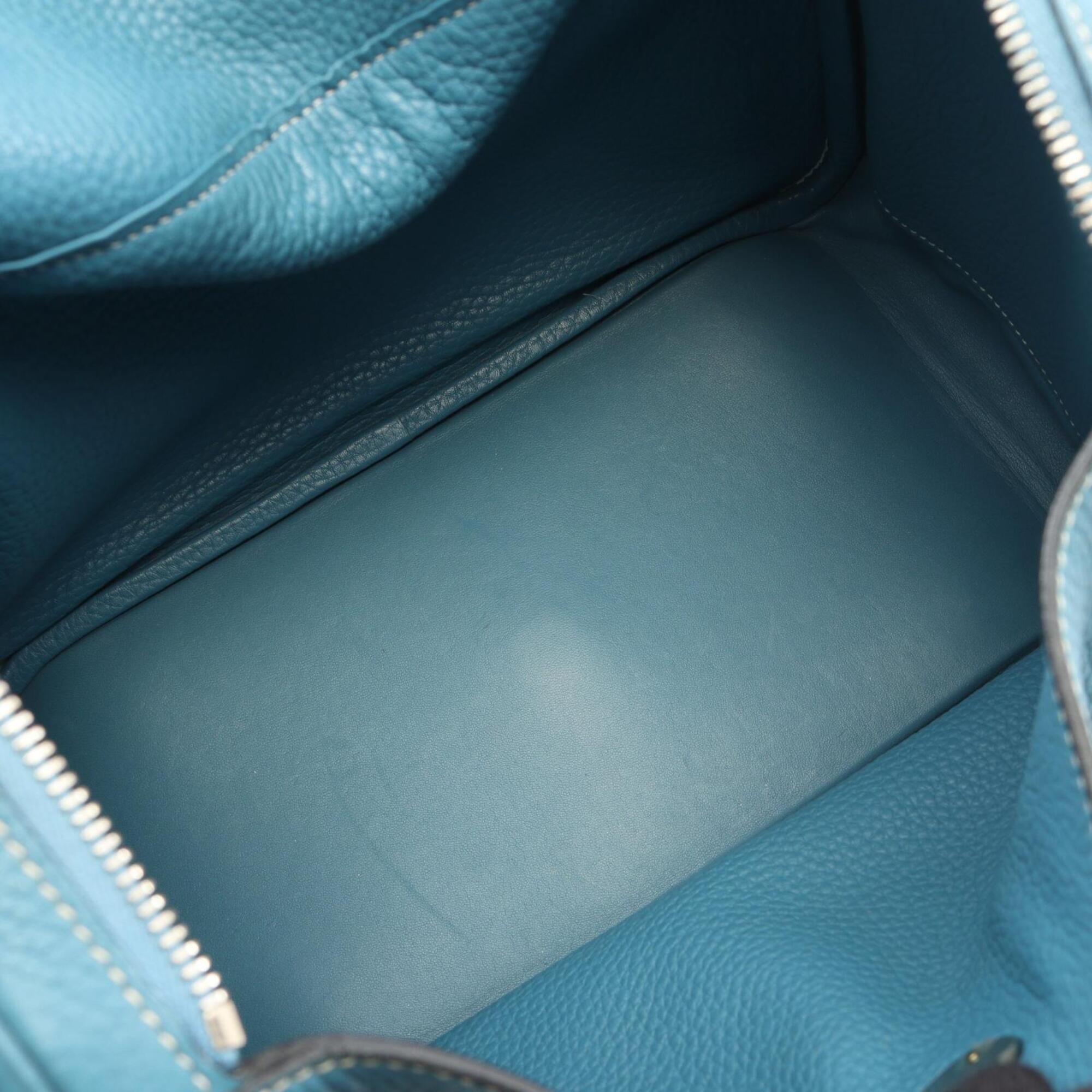 Hermes Blue Blue Jean Taurillon Clemence Leather Leather Handbag Shoulder Bag (Pre-Owned)