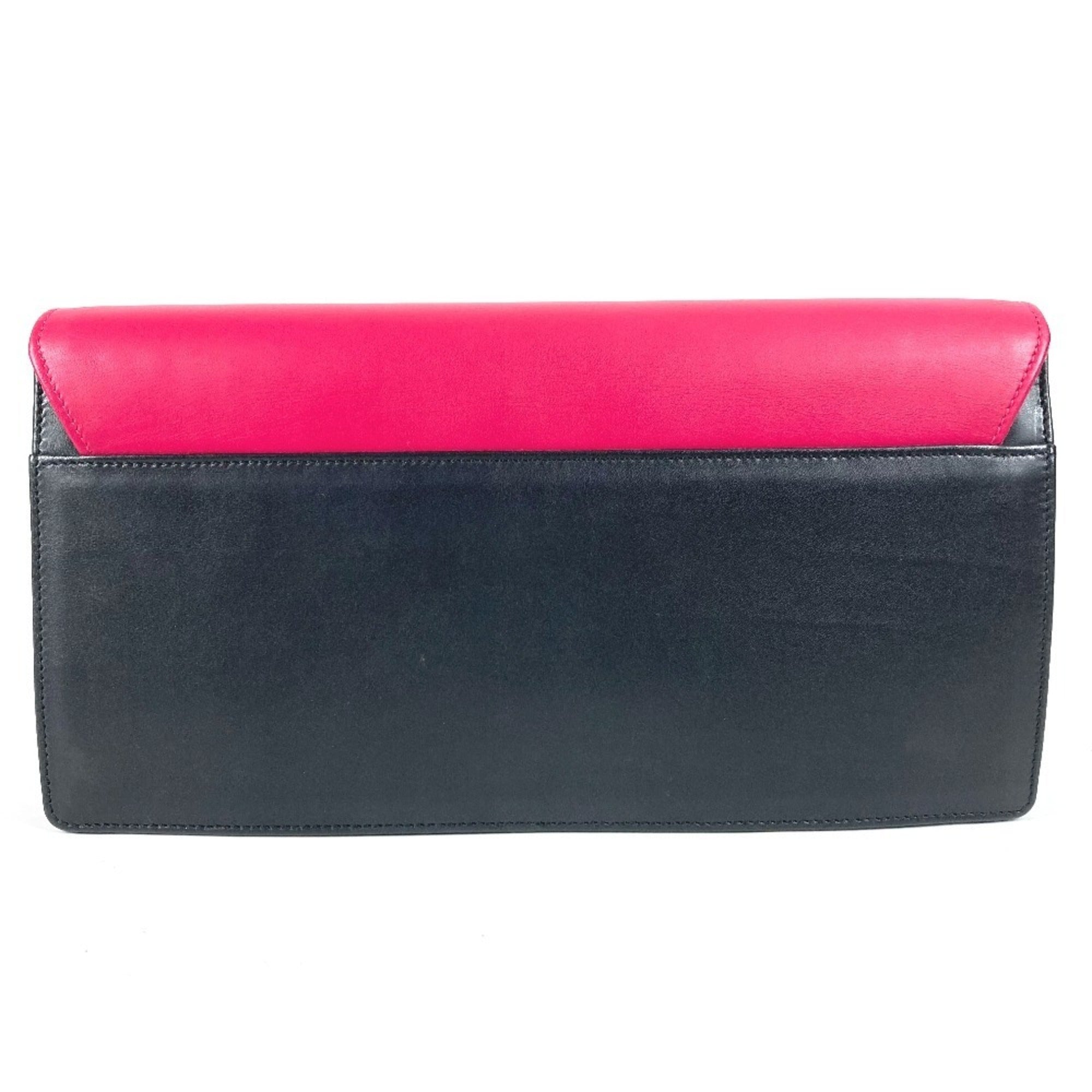 Yves Saint Laurent Black Pink Leather Clutch Bag Handbag (Pre-Owned)