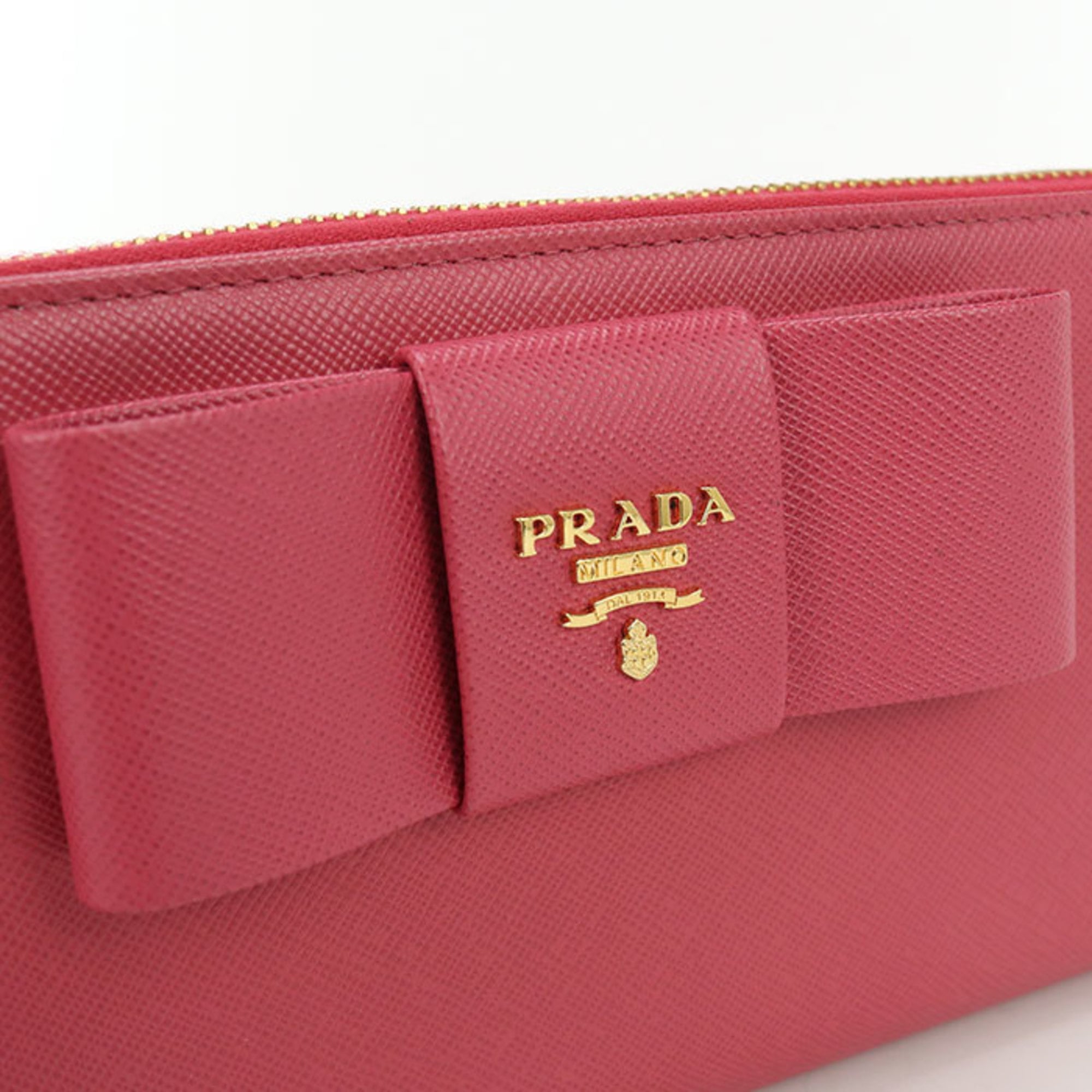 Prada Pink Leather Long Wallet (Bi-Fold) (Pre-Owned)