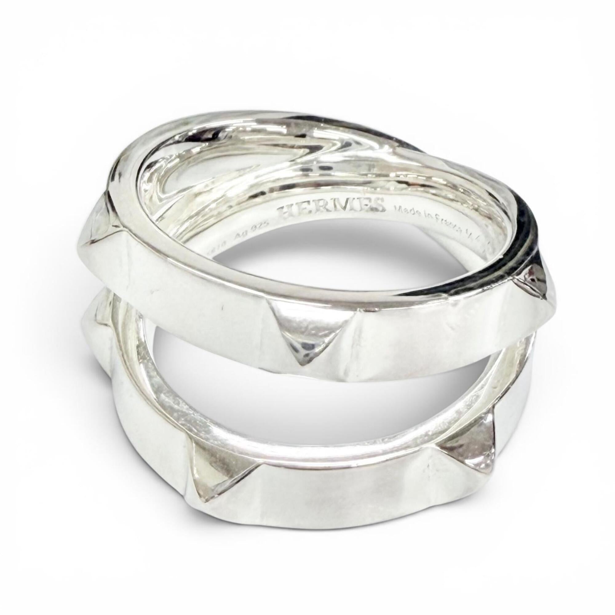 Hermes Silver Silver 925 Band Ring (Pre-Owned)
