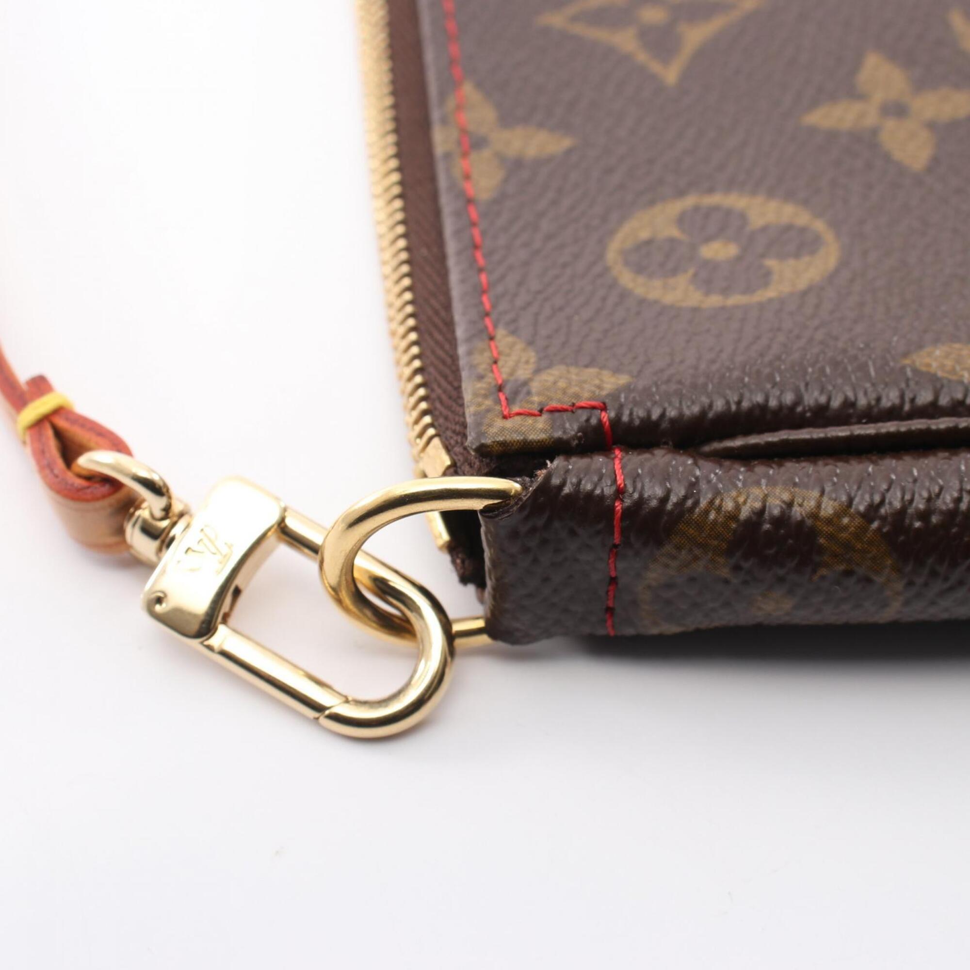 Louis Vuitton Brown Red Color Coated Canvas Leather Handbag Pochette (Pre-Owned)