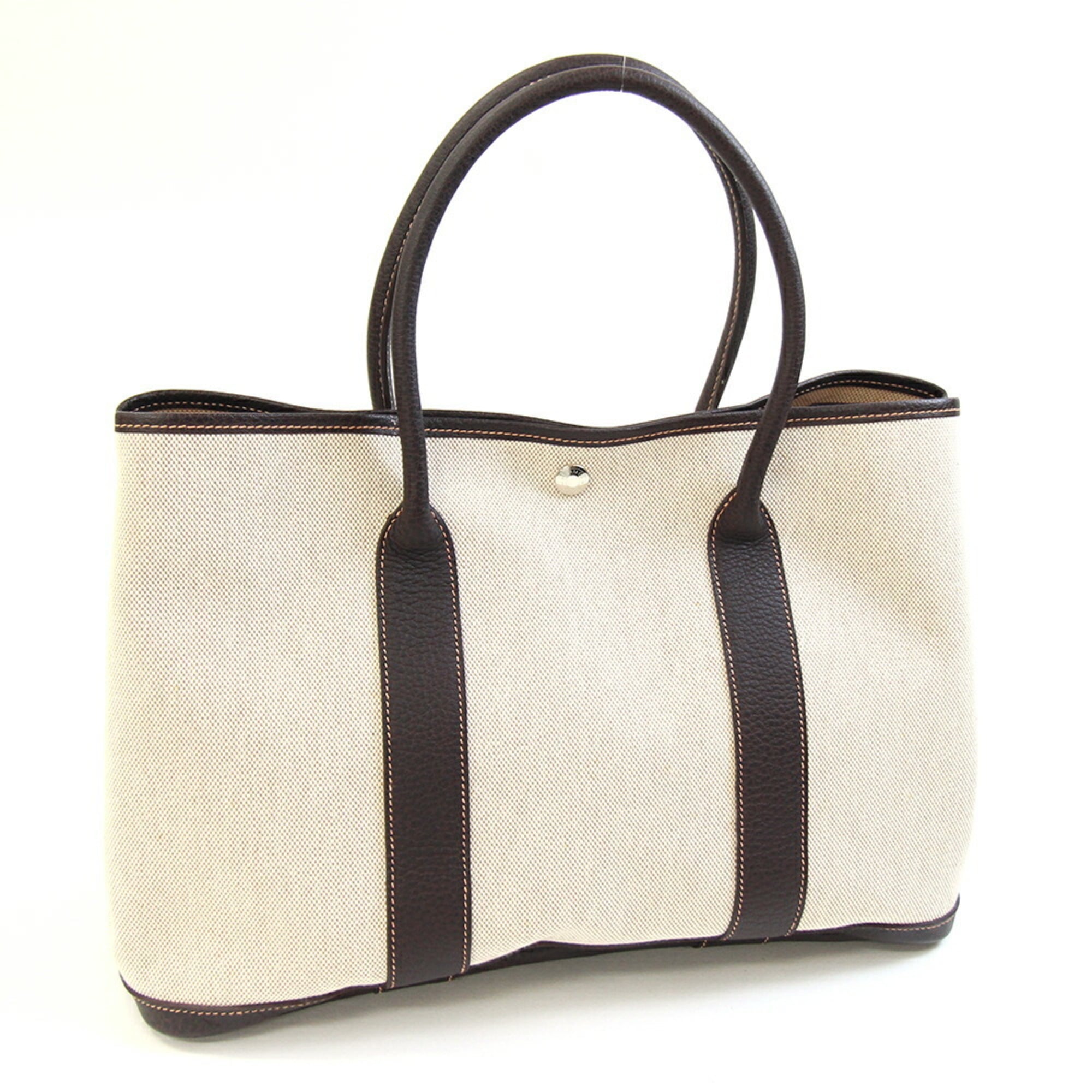 Hermes Brown Marron Yellow Toile H Leather Handbag Tote Bag (Pre-Owned)