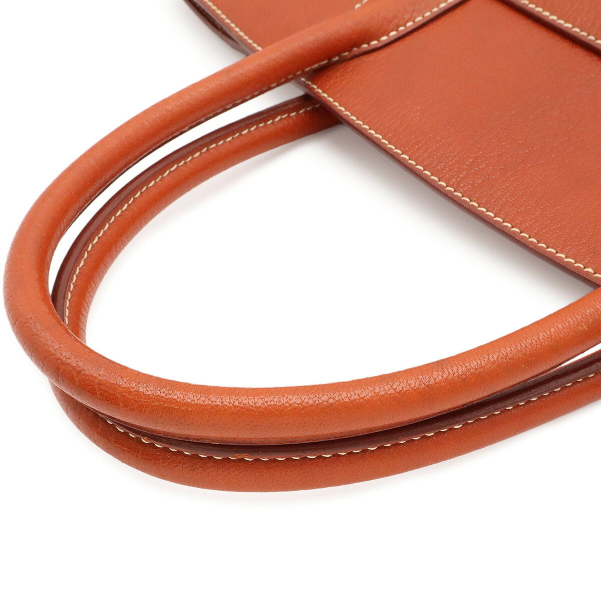 Hermes Brown Noisette White Chevre Leather Handbag (Pre-Owned)