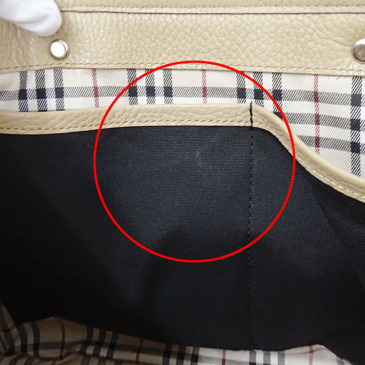 Burberry Beige Leather Handbag Tote Bag (Pre-Owned)