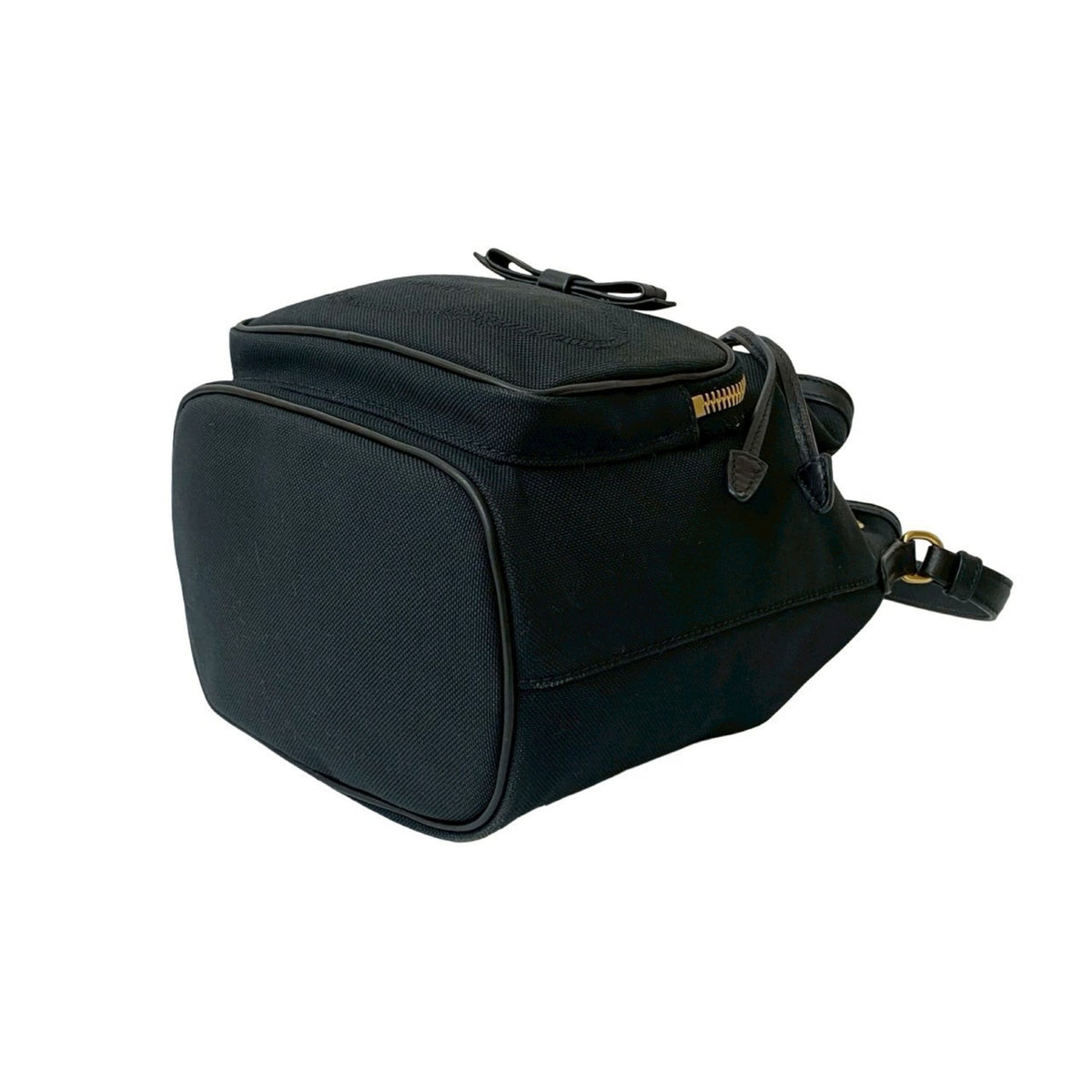 Prada Black Canvas Leather Handbag Shoulder Bag (Pre-Owned)