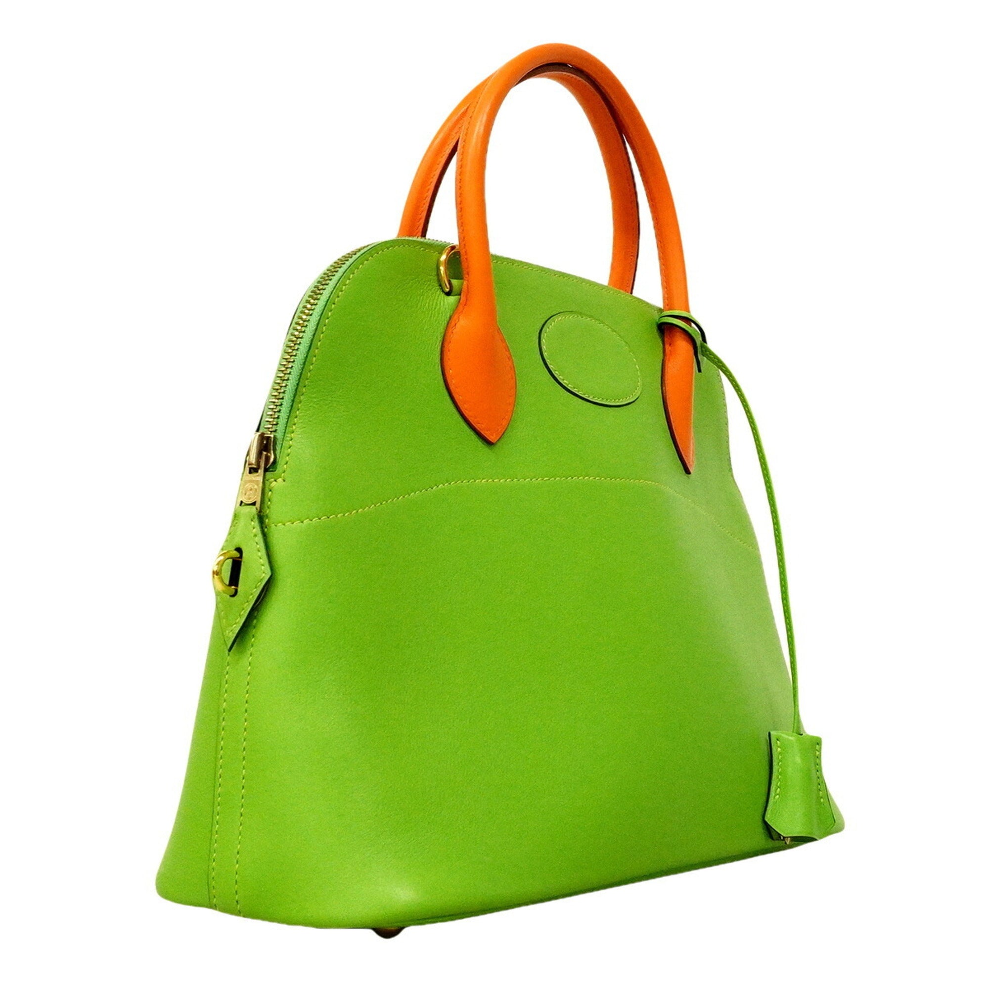 Hermes Apple Green Orange Gulliver Leather Handbag (Pre-Owned)