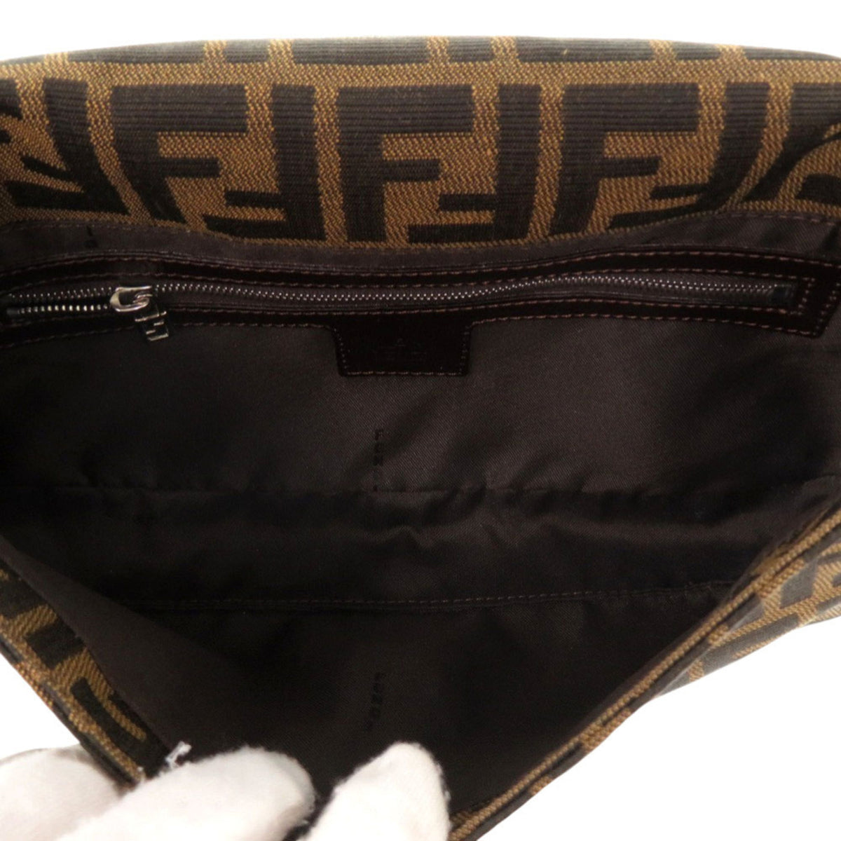 Fendi Brown Leather Nylon Handbag (Pre-Owned)