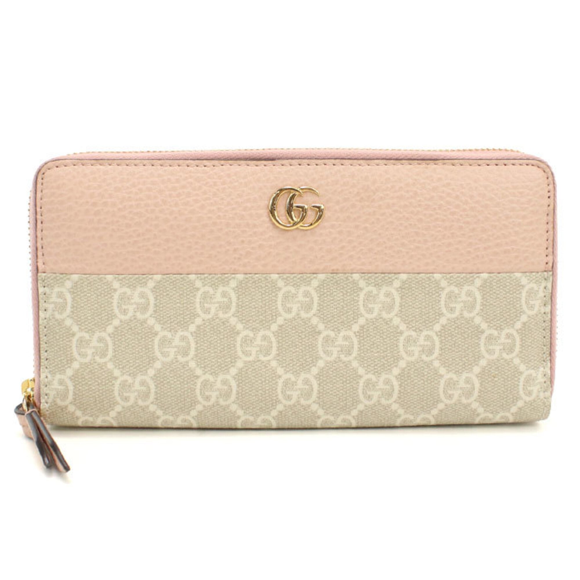 Gucci Pink Leather Pvc Long Wallet (Bi-Fold) (Pre-Owned)
