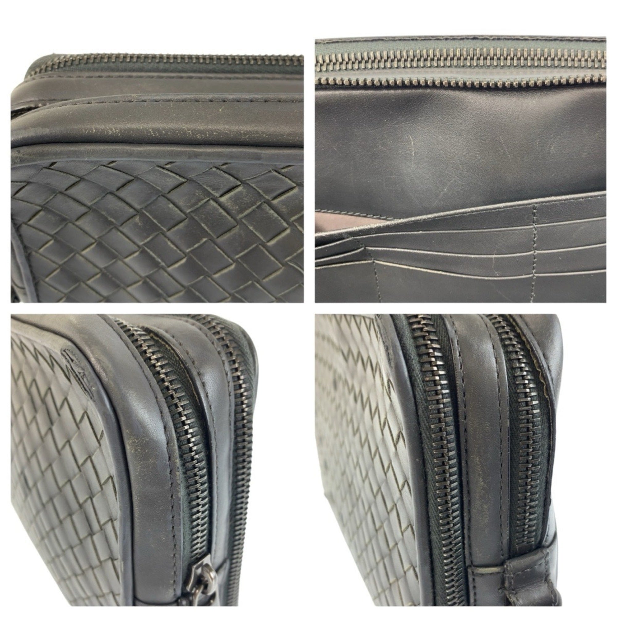 Bottega Veneta Gray Intrecciato Clutch Bag (Pre-Owned)