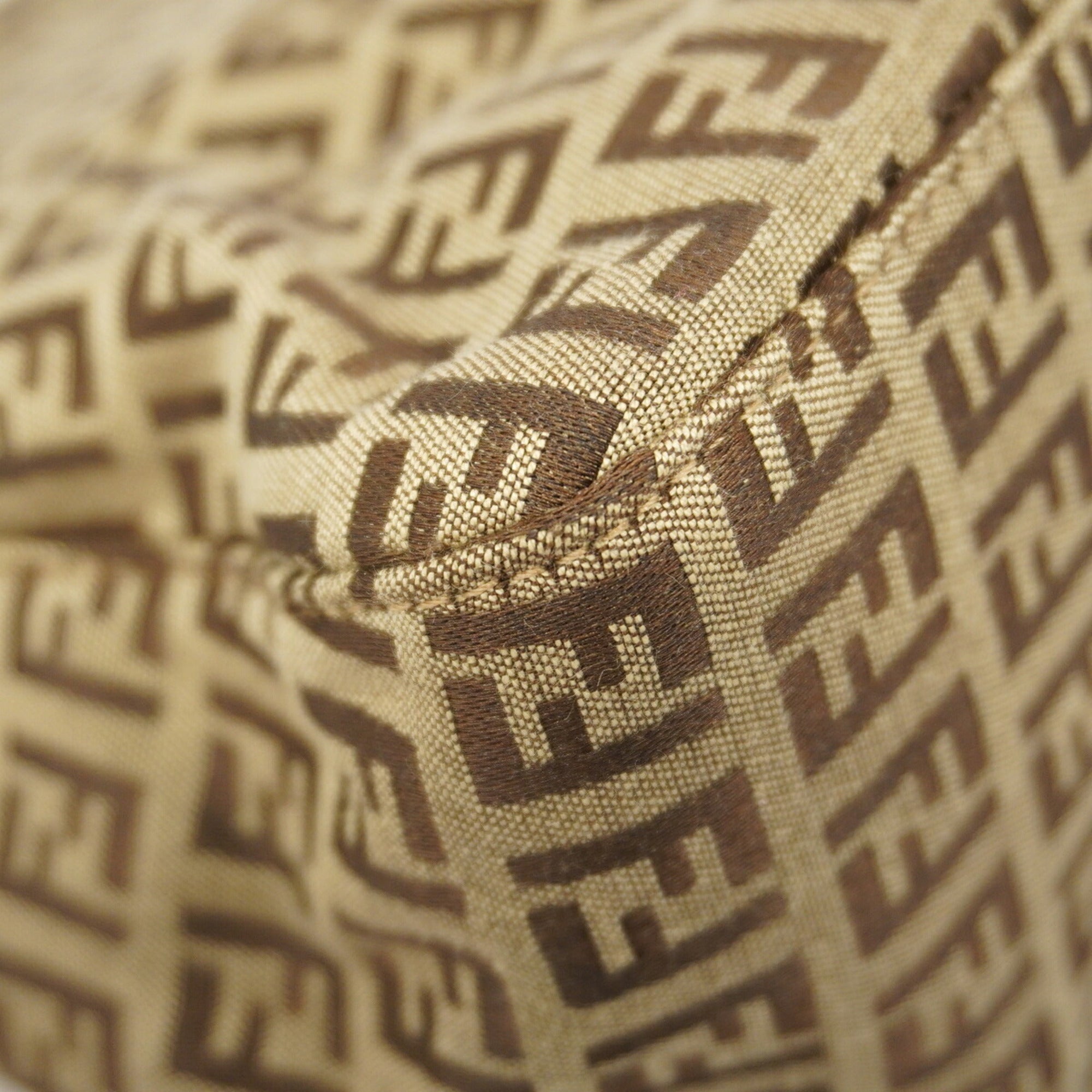 Fendi Beige Brown Nylon Canvas Handbag (Pre-Owned)