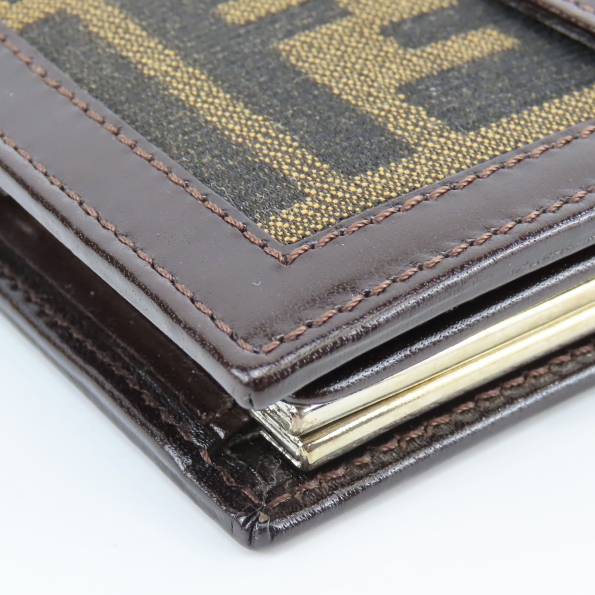 Fendi Zucca Brown Canvas Leather Wallet (Bi-Fold) (Pre-Owned)
