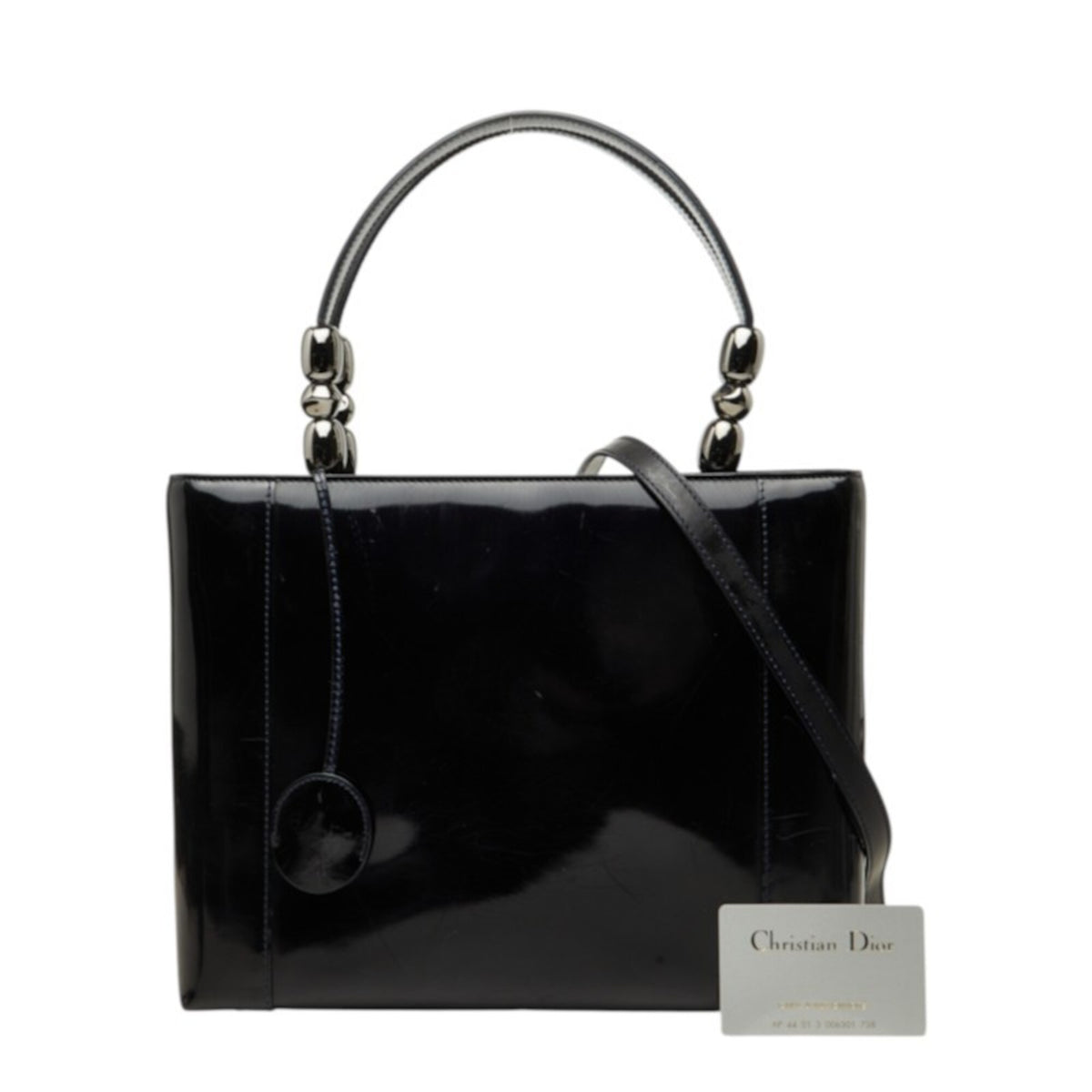 Christian Dior Navy Patent Leather Handbag Shoulder Bag (Pre-Owned)