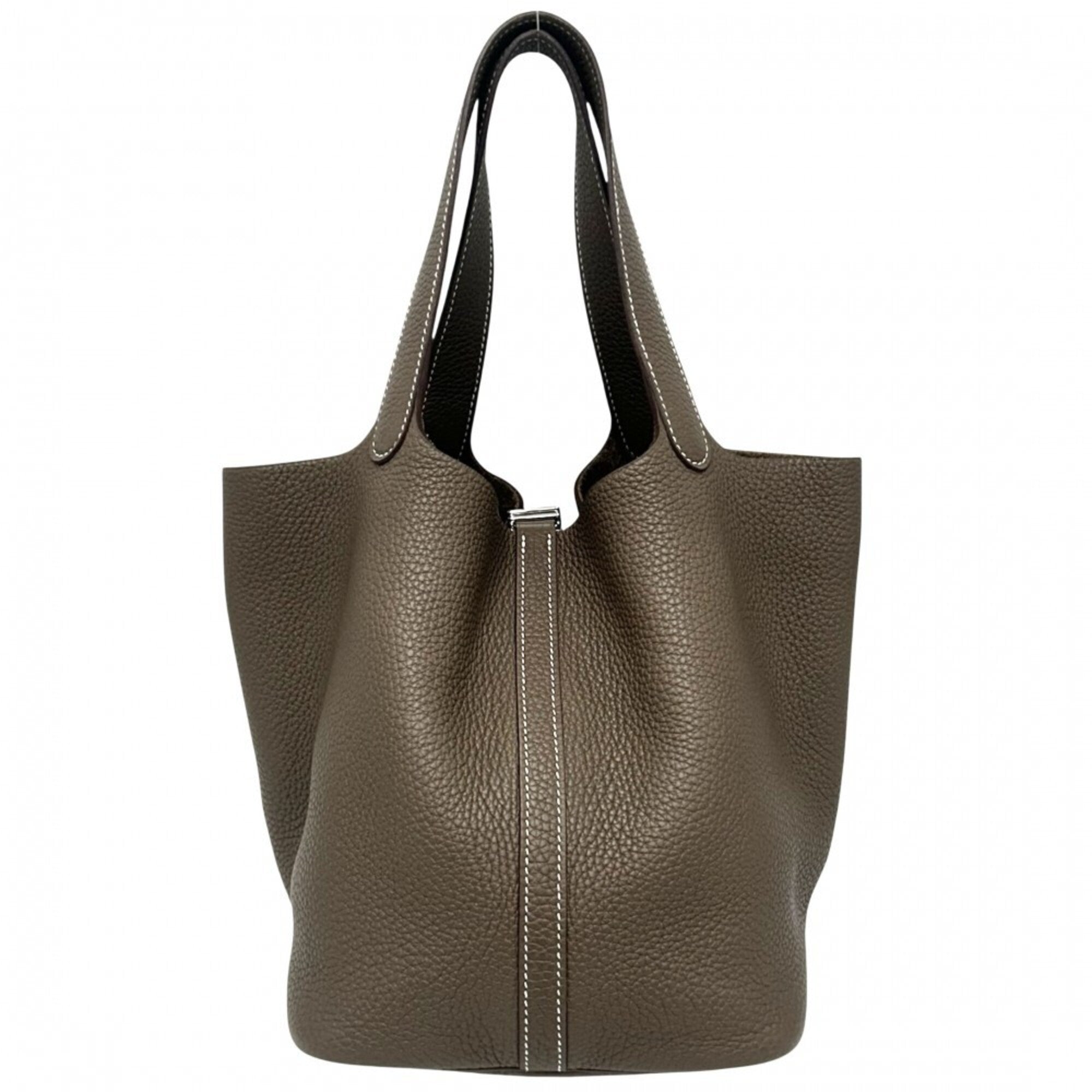 Hermes Etoupe Gray Taurillon Clemence Leather Handbag (Pre-Owned)