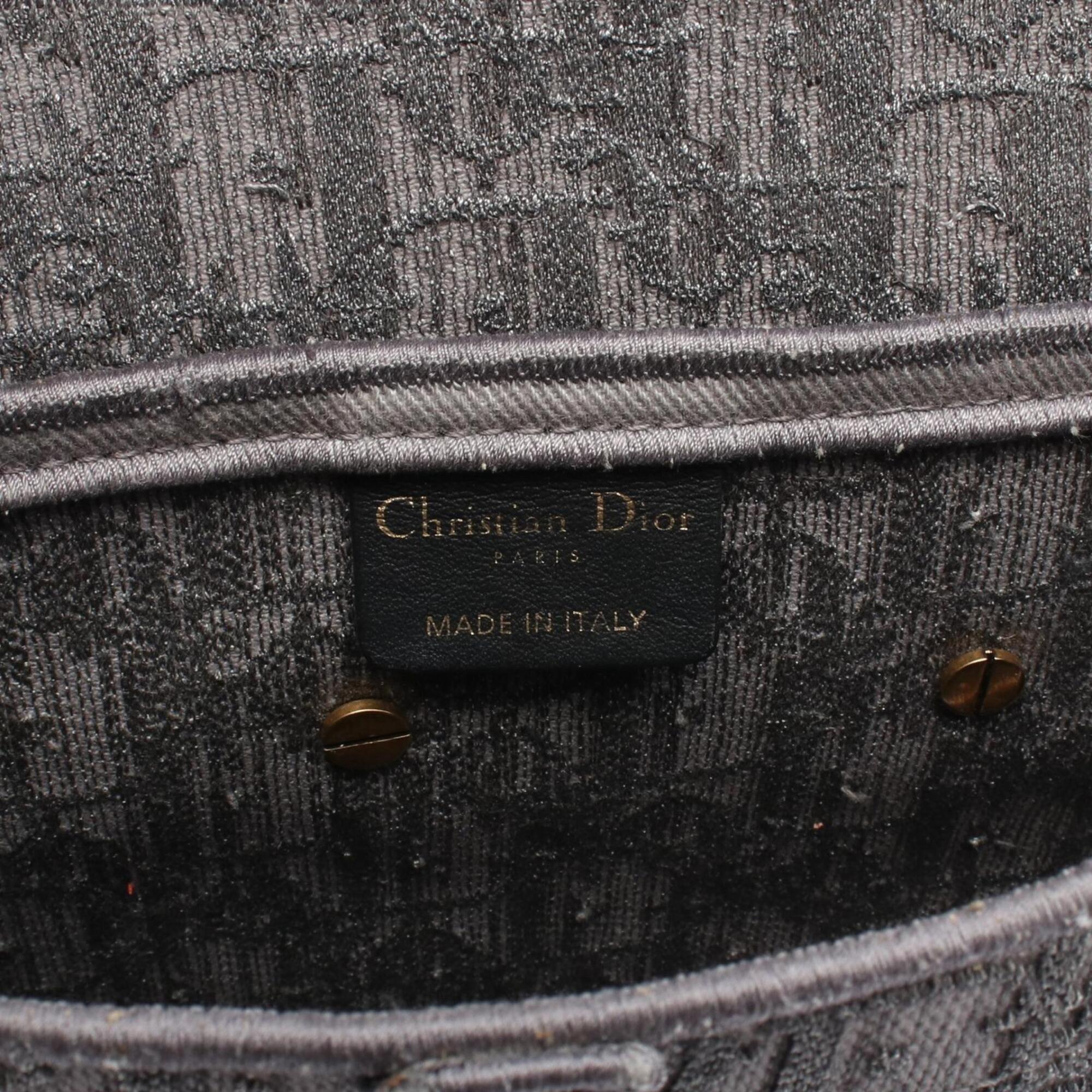 Christian Dior Gray Canvas Handbag Saddle Bag (Pre-Owned)