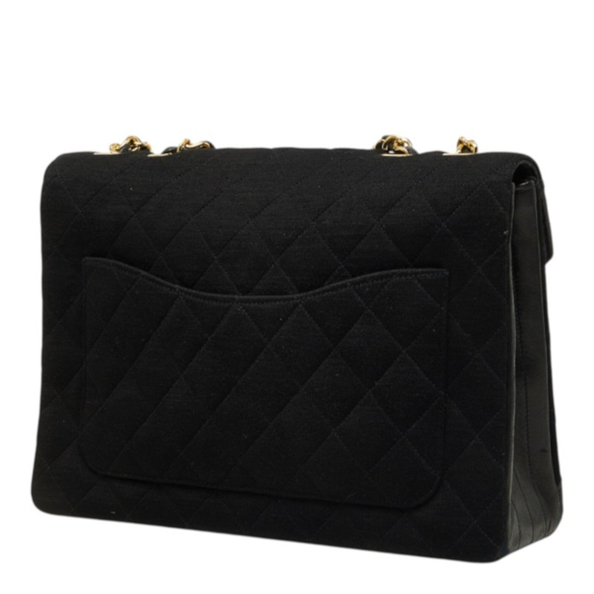Chanel Black Cotton Leather Shoulder Bag (Pre-Owned)