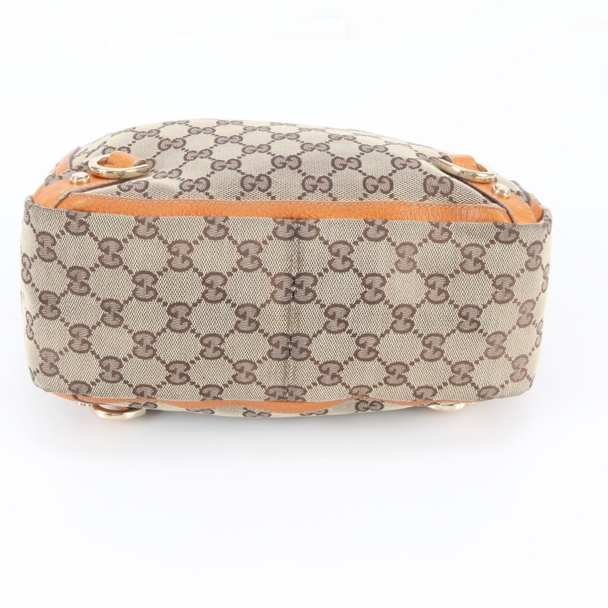 Gucci Brown Leather Canvas Handbag Tote Bag (Pre-Owned)