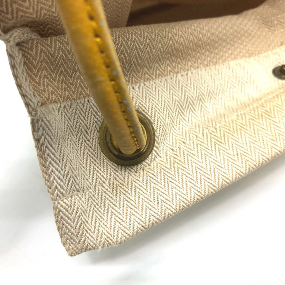 Hermes Beige Brown Toile Chevron Shoulder Bag (Pre-Owned)