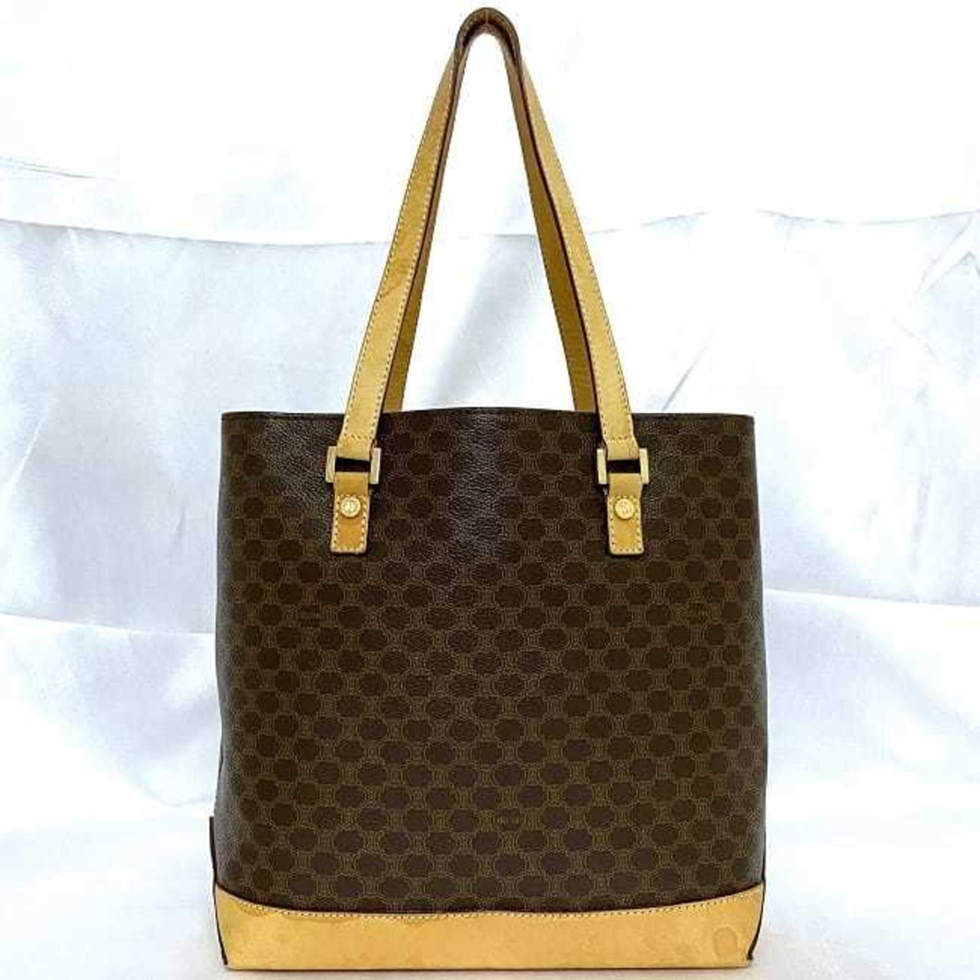 Celine Macadam Beige Brown Pvc Tote Bag (Pre-Owned)