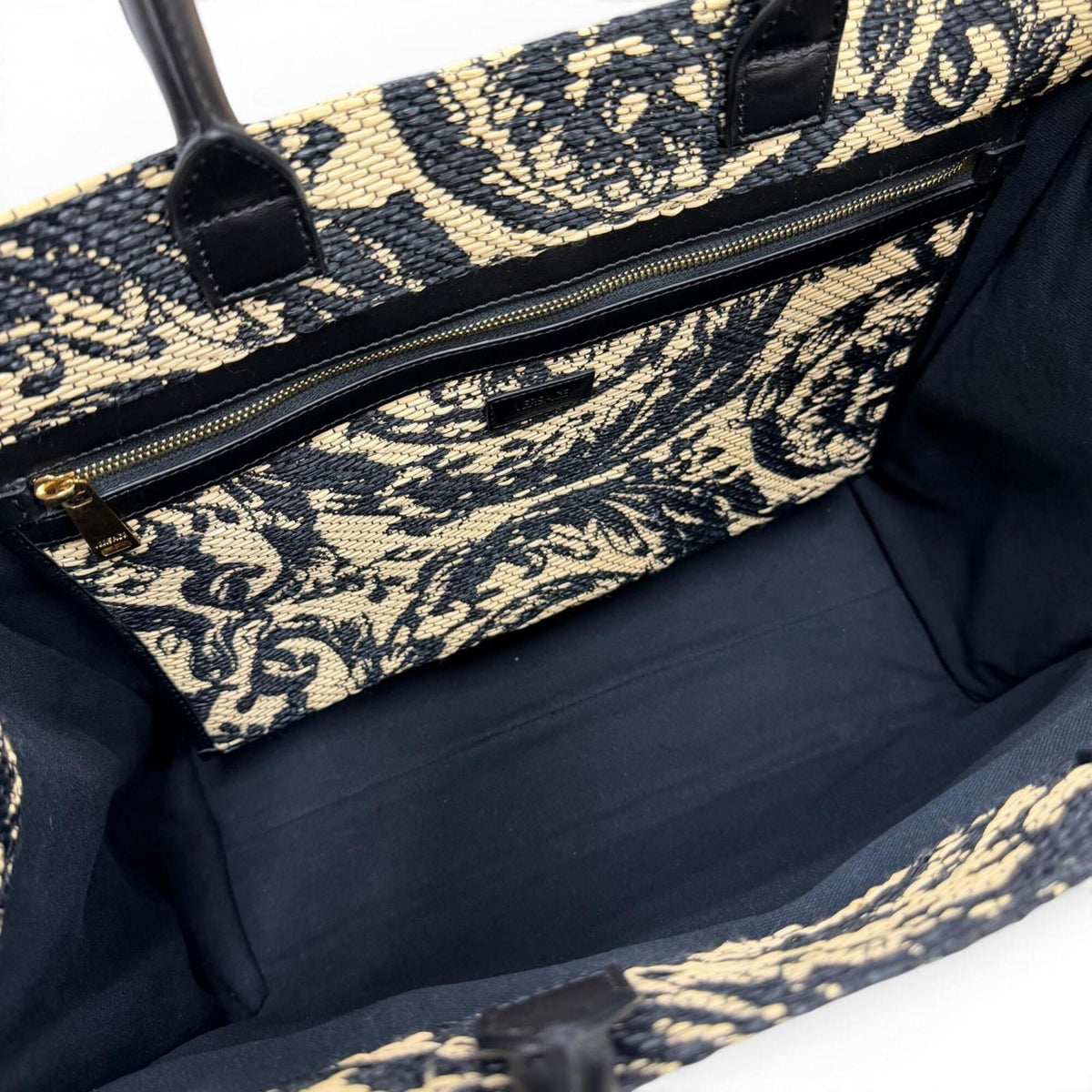 Versace Black Viscose Polyester Cotton Leather Tote Bag (Pre-Owned)