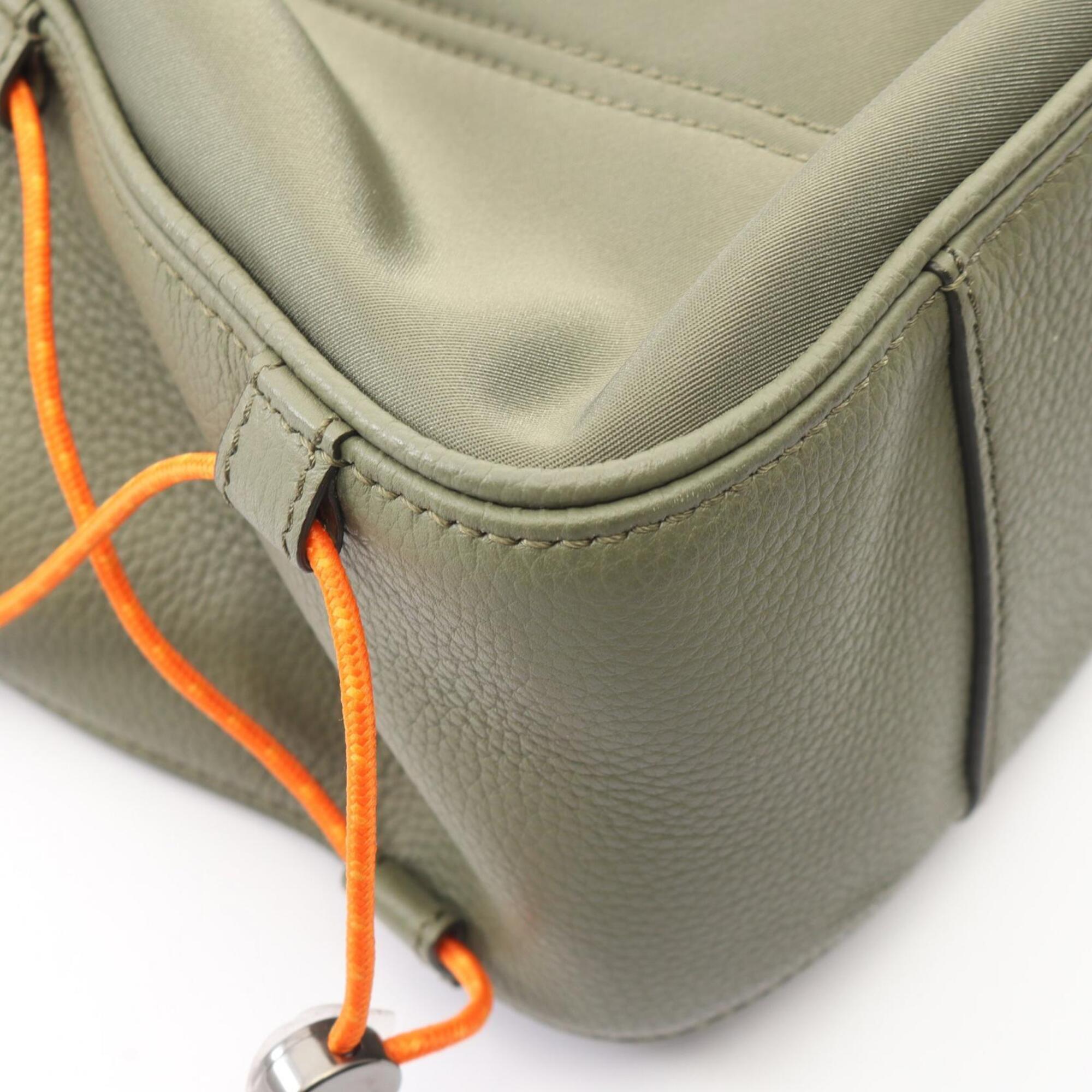 Christian Dior Khaki Navy Orange Nylon Leather Handbag Tote Bag (Pre-Owned)