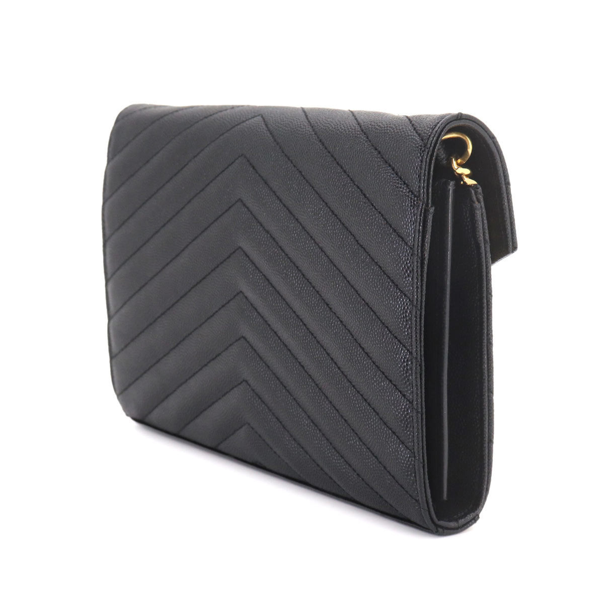 Saint Laurent Black Leather Chain/Shoulder Wallet (Pre-Owned)