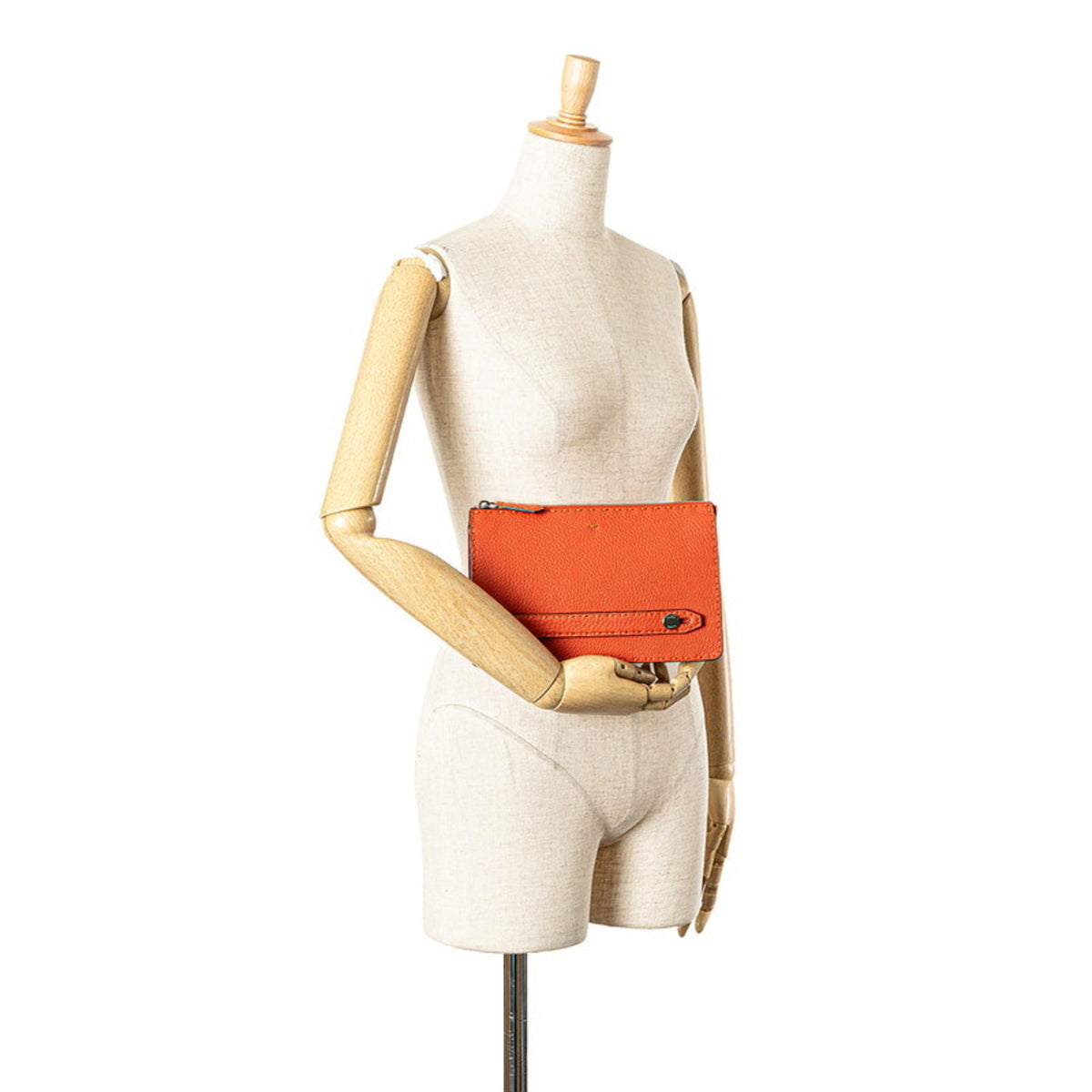Fendi Orange Leather Clutch Bag (Pre-Owned)