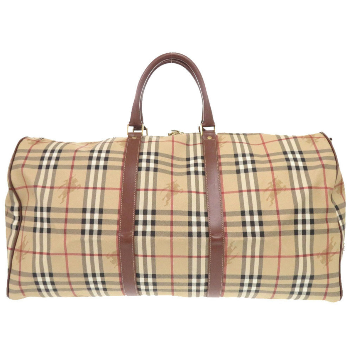 Burberry Beige Pvc Leather Boston Bag (Pre-Owned)