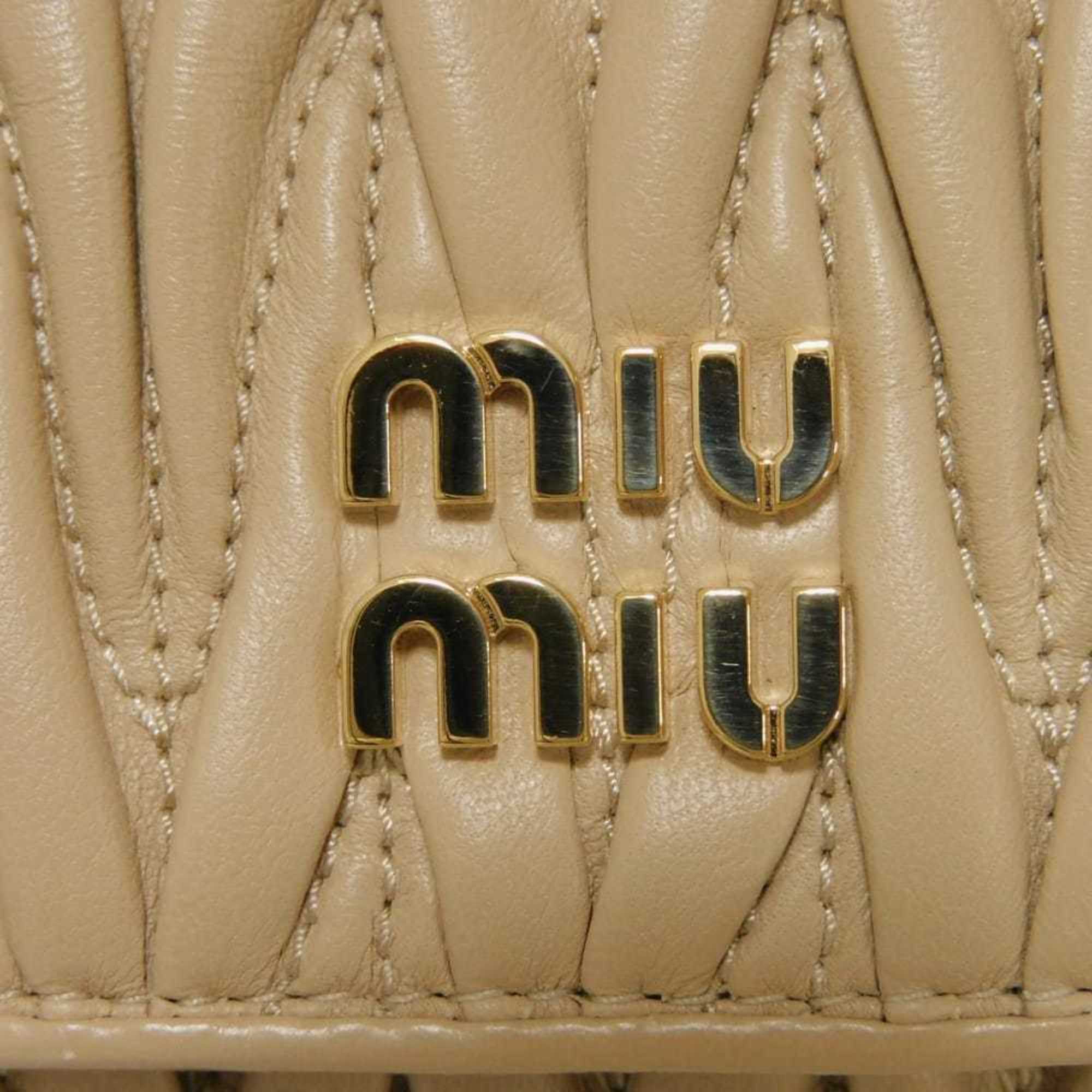 Miu Miu Beige Leather Wallet (Tri-Fold) (Pre-Owned)