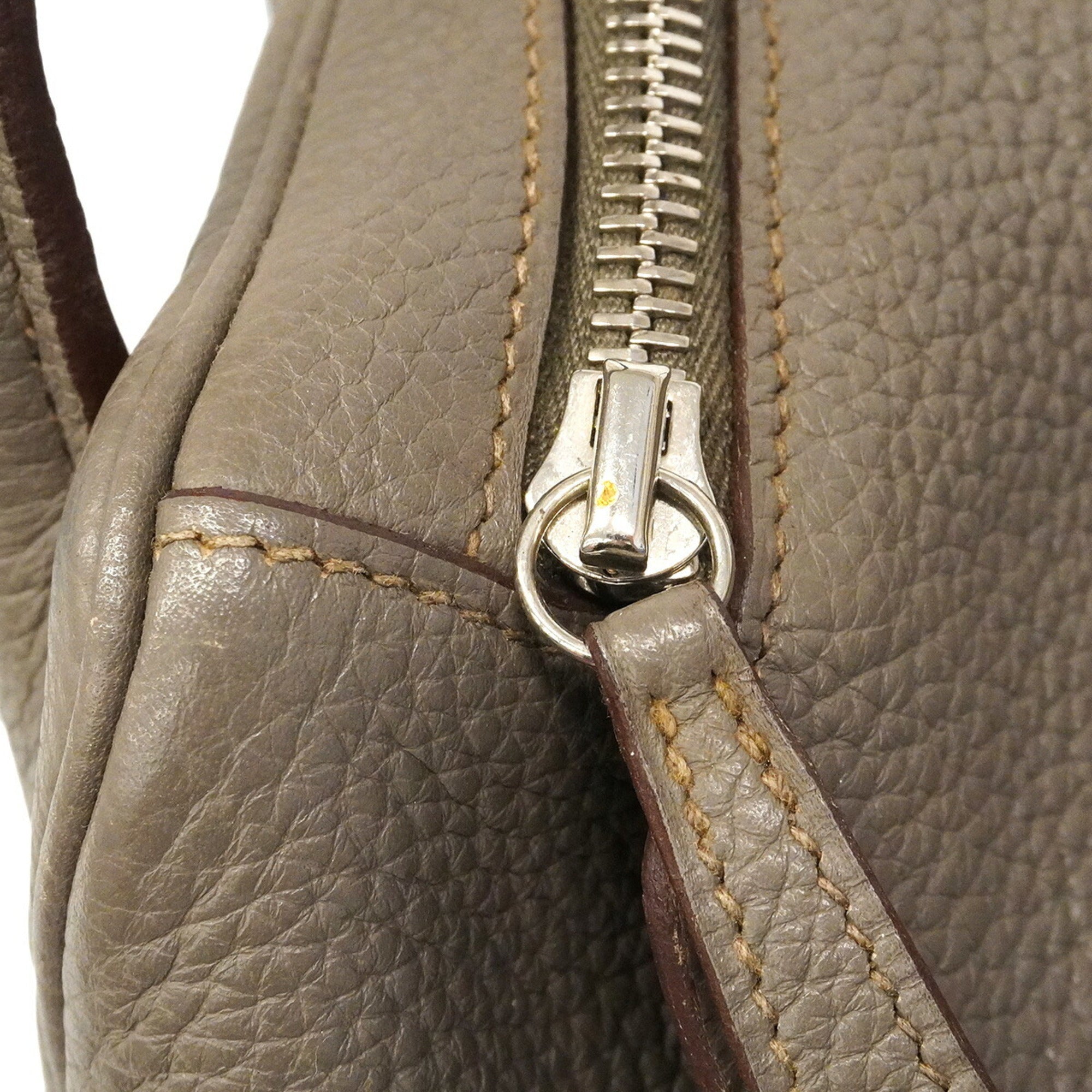 Hermes Etain Taurillon Clemence Leather Handbag (Pre-Owned)