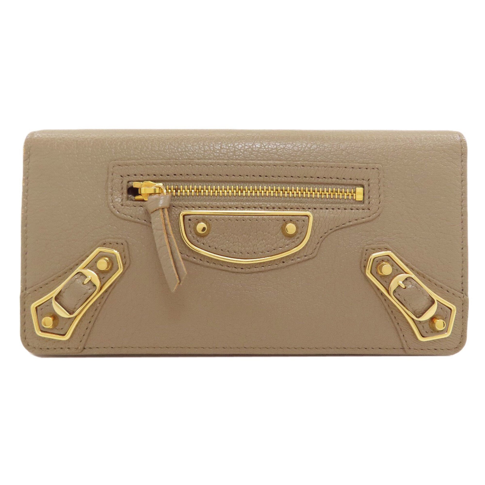 Balenciaga Grayish Leather Long Wallet (Bi-Fold) (Pre-Owned)