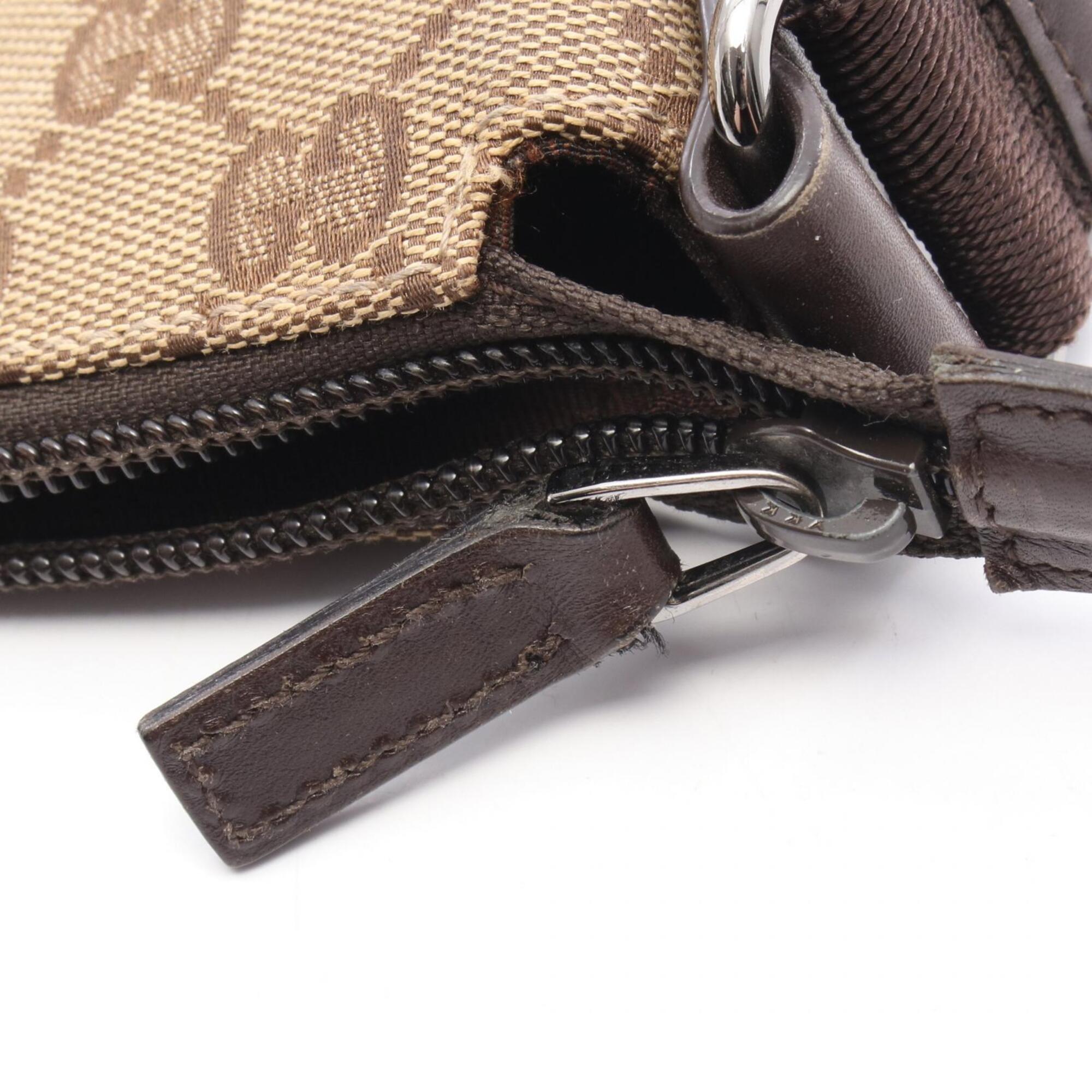 Gucci Beige Brown Canvas Leather Handbag Shoulder Bag (Pre-Owned)