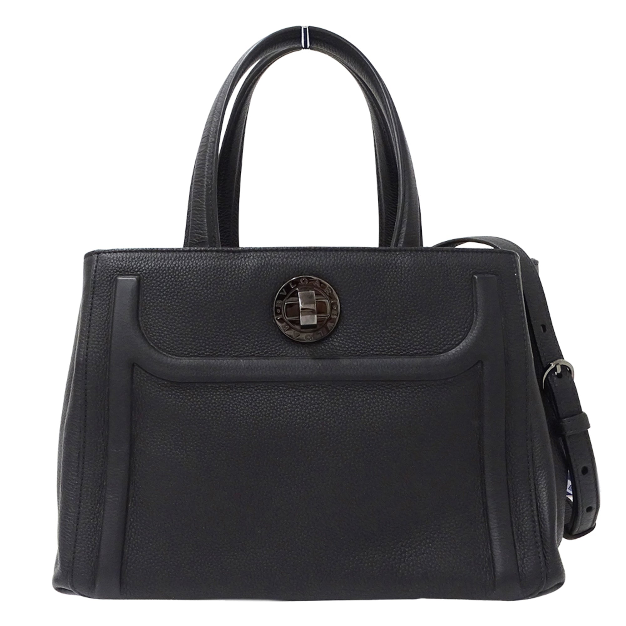 Bvlgari Black Leather Handbag Shoulder Bag (Pre-Owned)