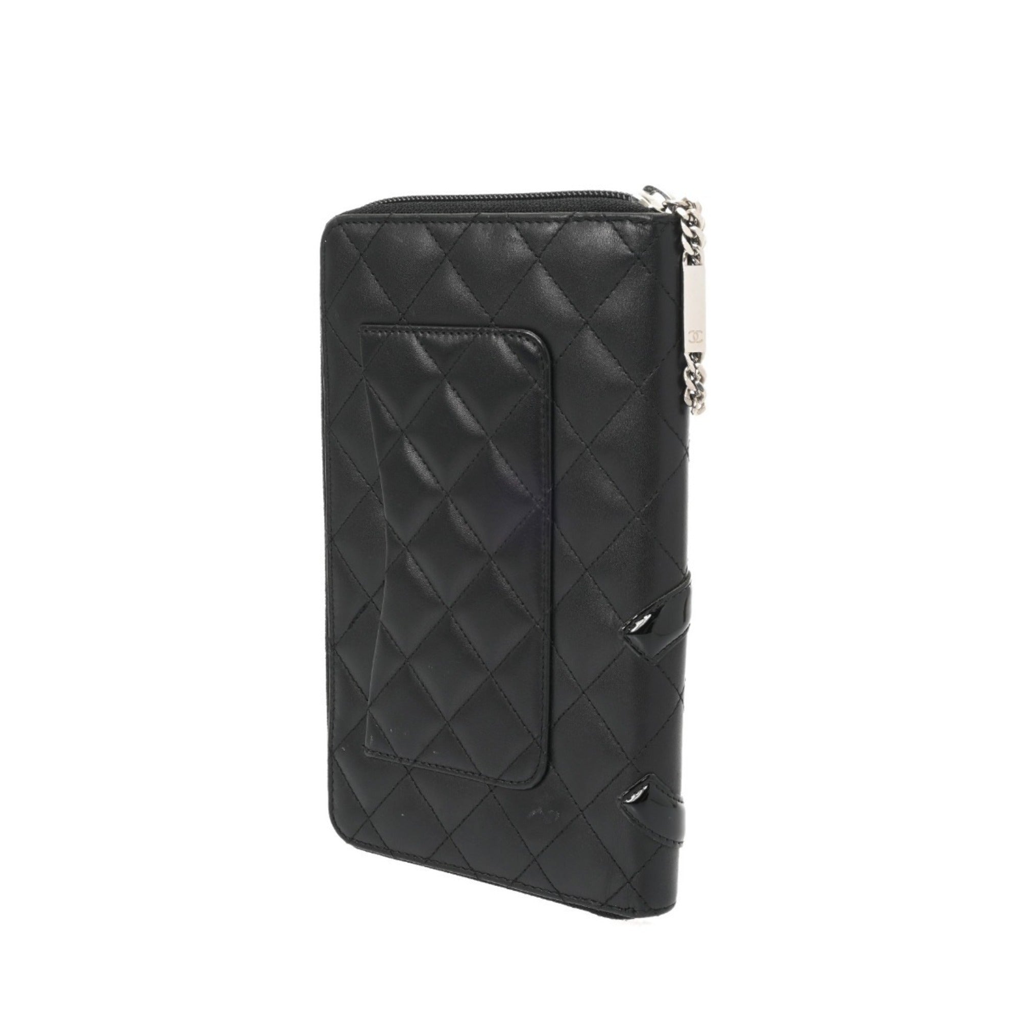 Chanel Cambon Black Leather Long Wallet (Bi-Fold) (Pre-Owned)