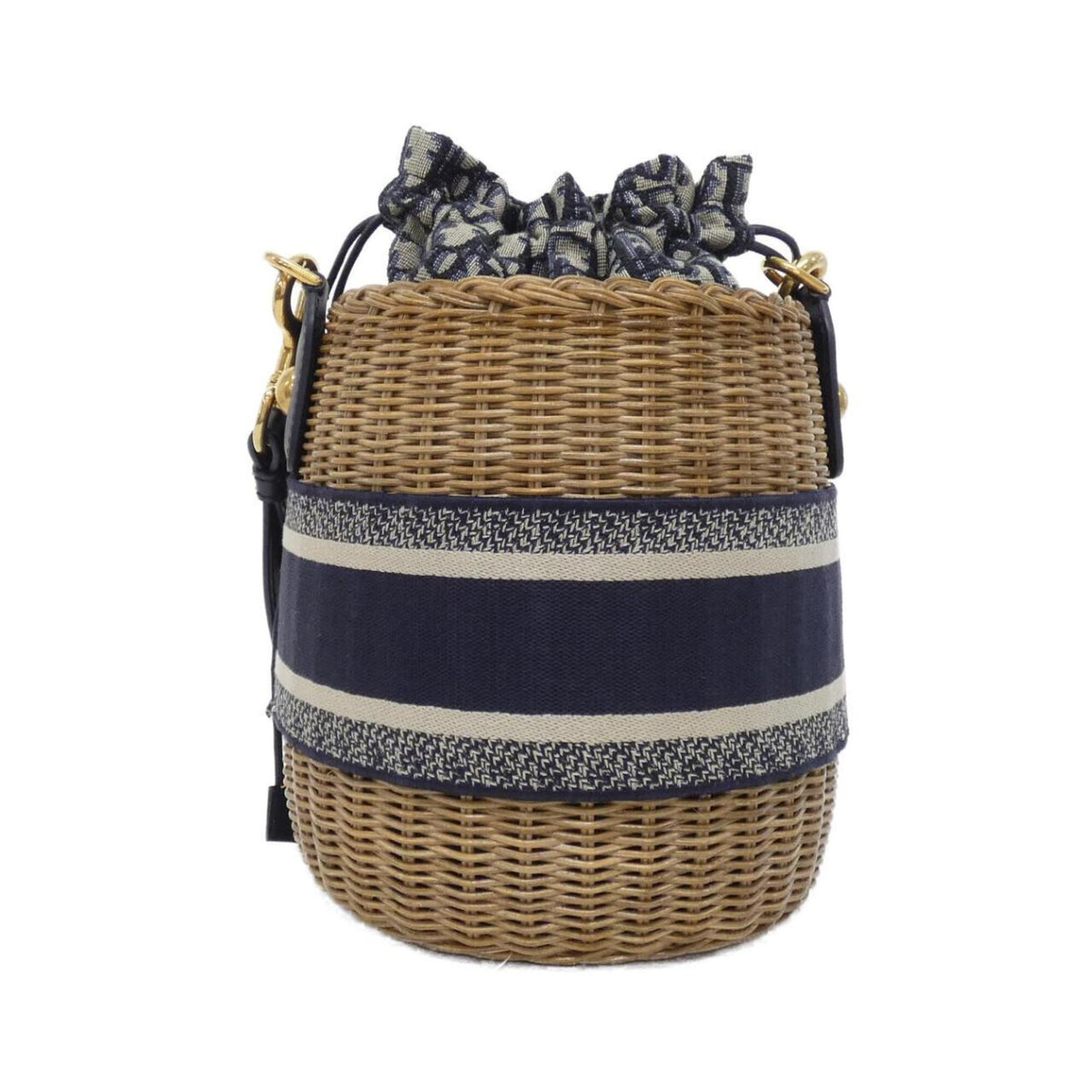 Christian Dior Beige Blue Canvas Shoulder Bag (Pre-Owned)