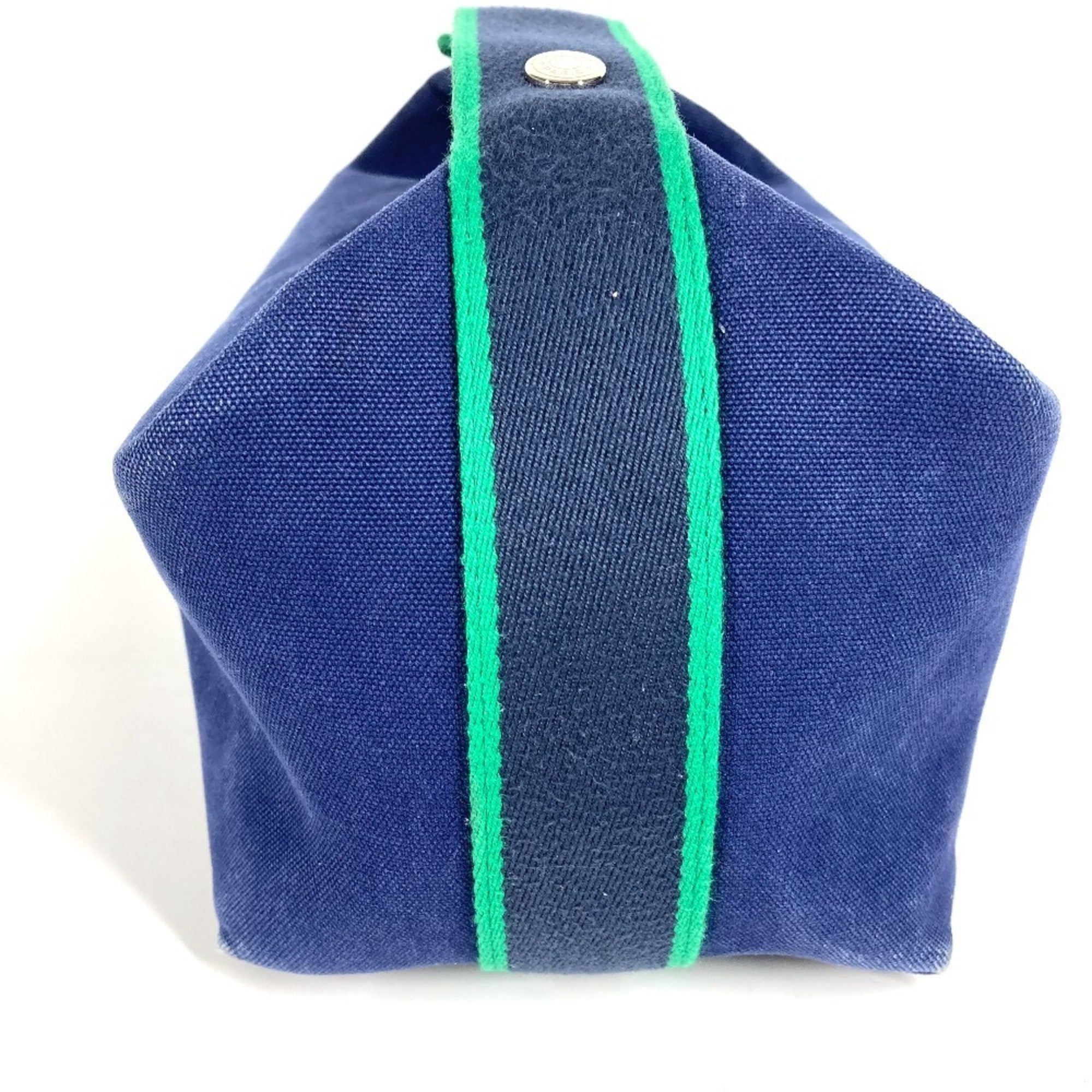 Hermes Blue Green Cotton Handbag Pouch Vanity Bag (Pre-Owned)