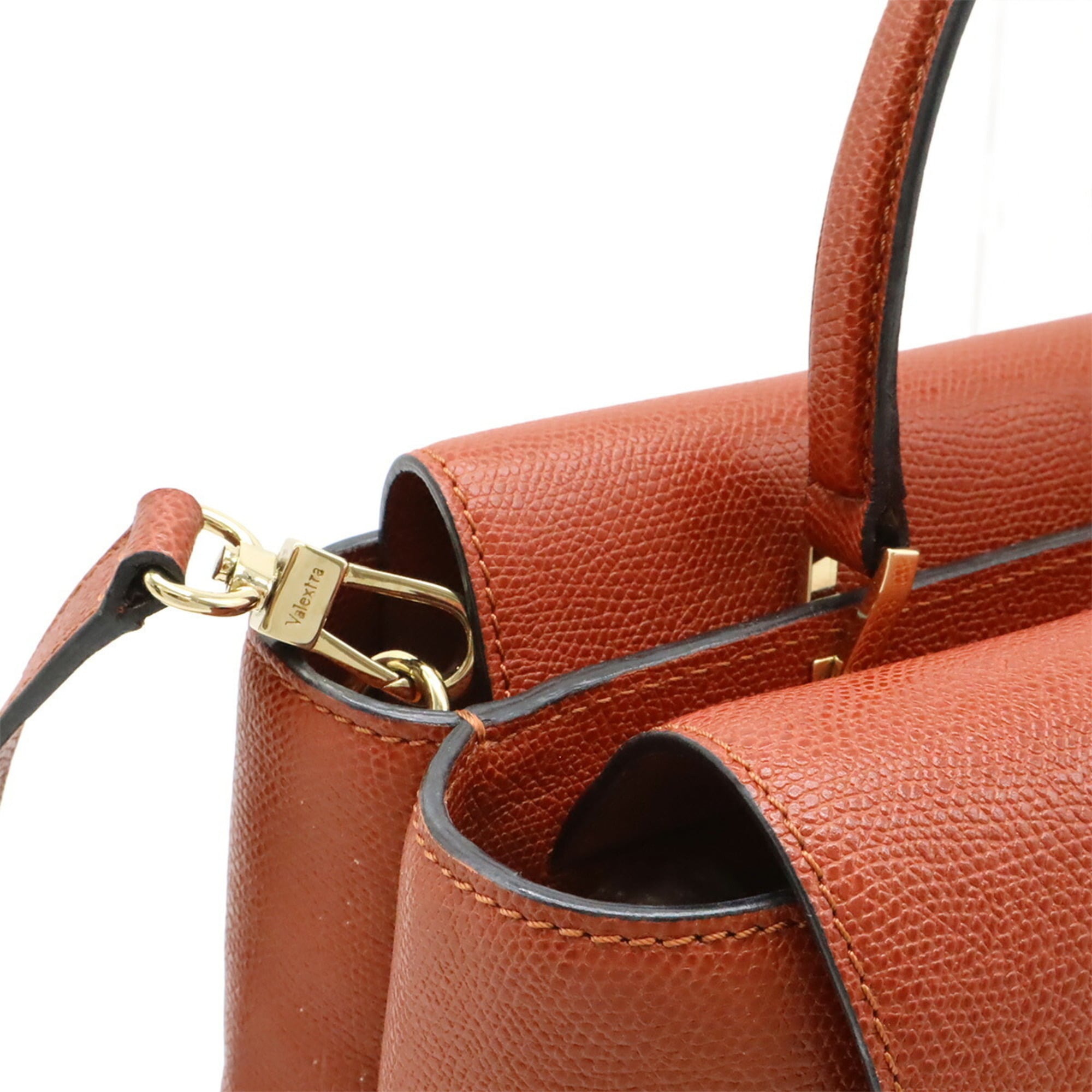 Valextra Red Color Leather Handbag Shoulder Bag (Pre-Owned)