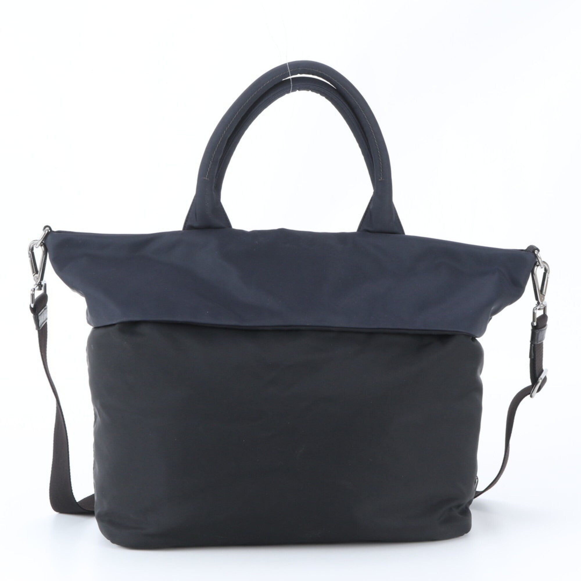 Prada Black Navy Nylon Leather Shoulder Bag (Pre-Owned)