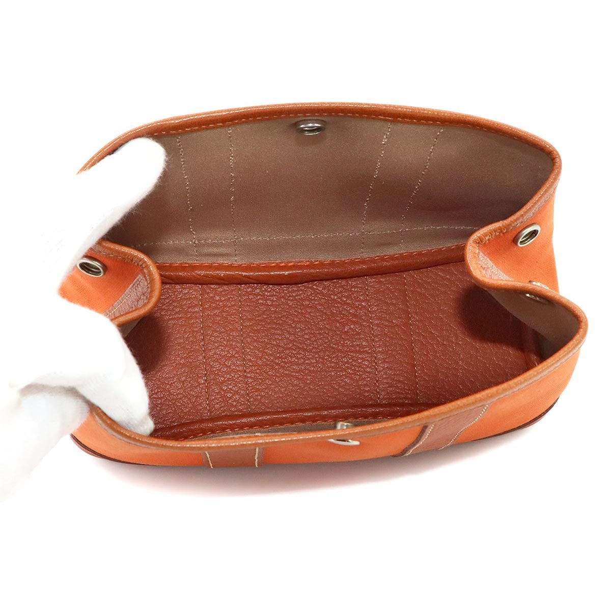 Hermes Potiron Toile Officier Leather Handbag (Pre-Owned)