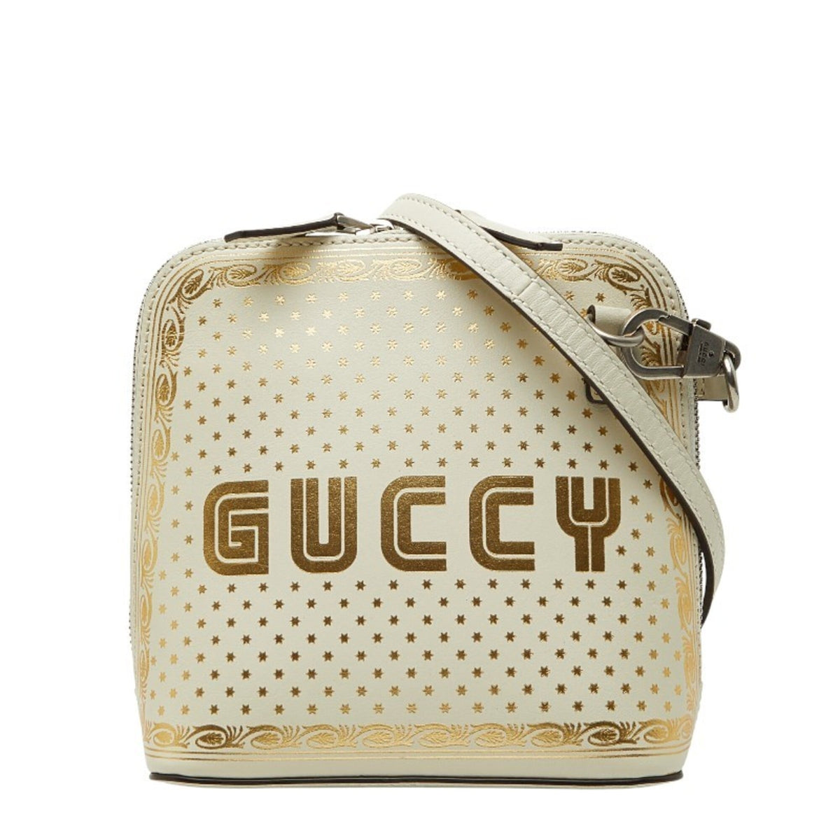 Gucci Gold Off-White Leather Shoulder Bag (Pre-Owned)