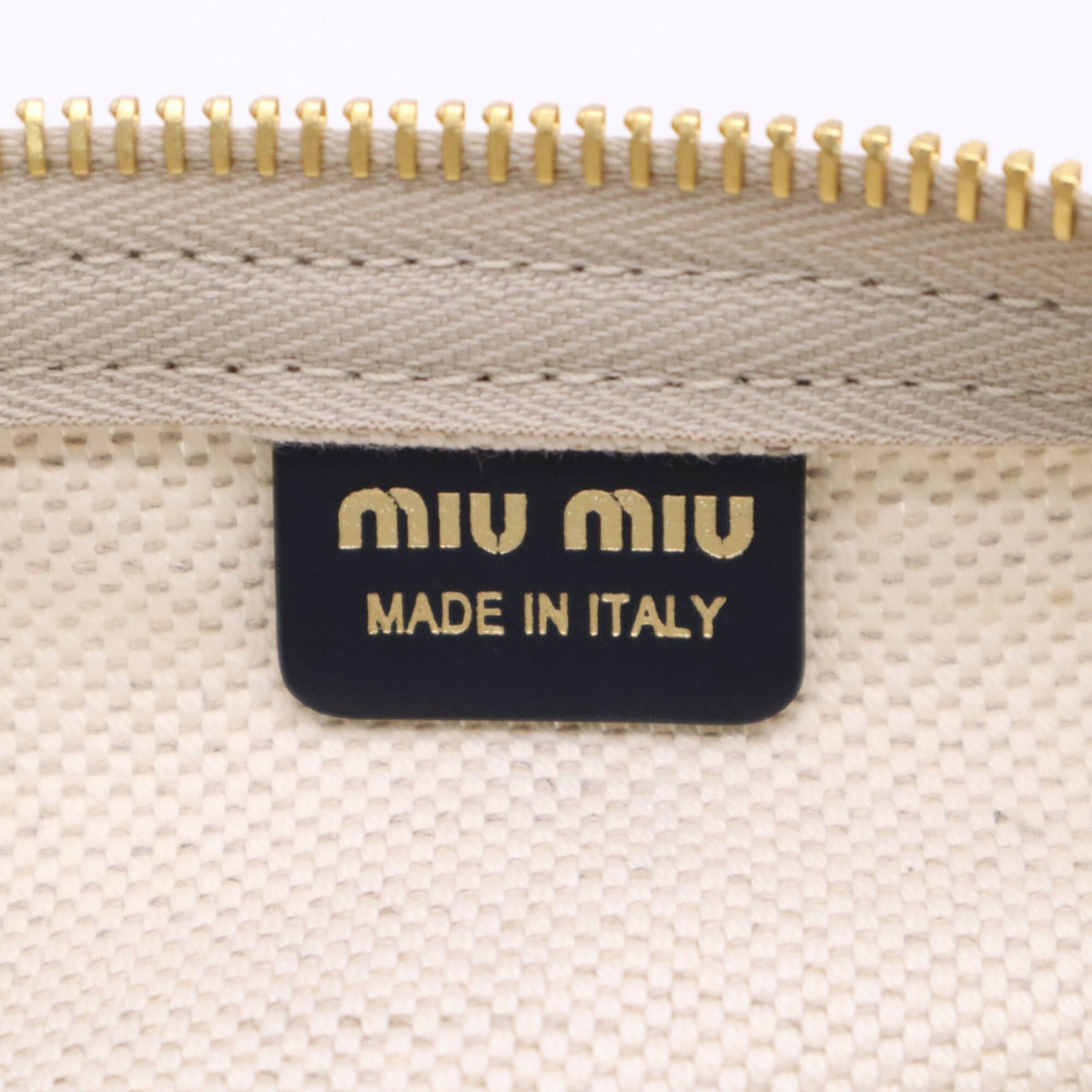 Miu Miu Black White Cotton Linen Pouch (Pre-Owned)