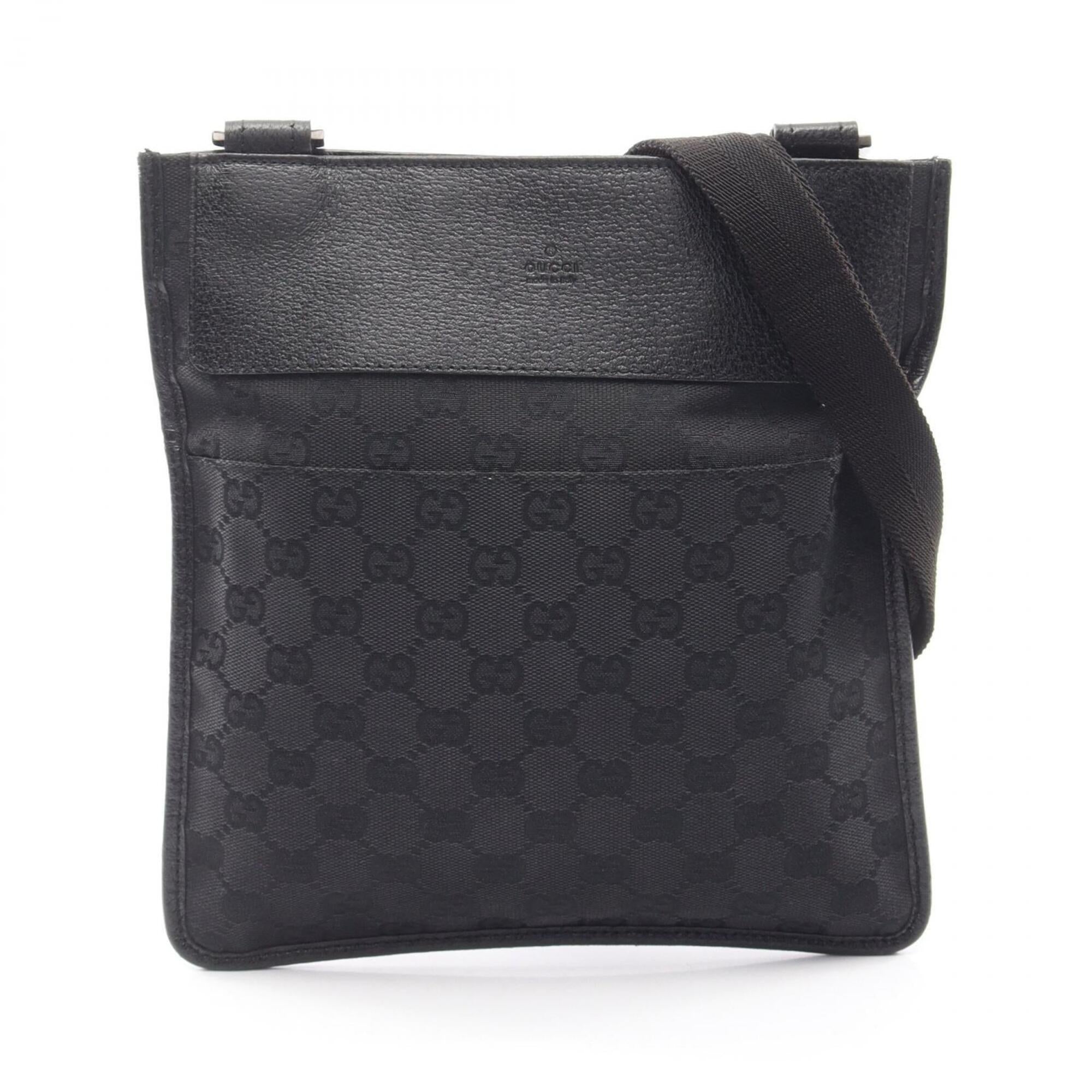 Gucci Black Gg Canvas Leather Handbag Shoulder Bag (Pre-Owned)