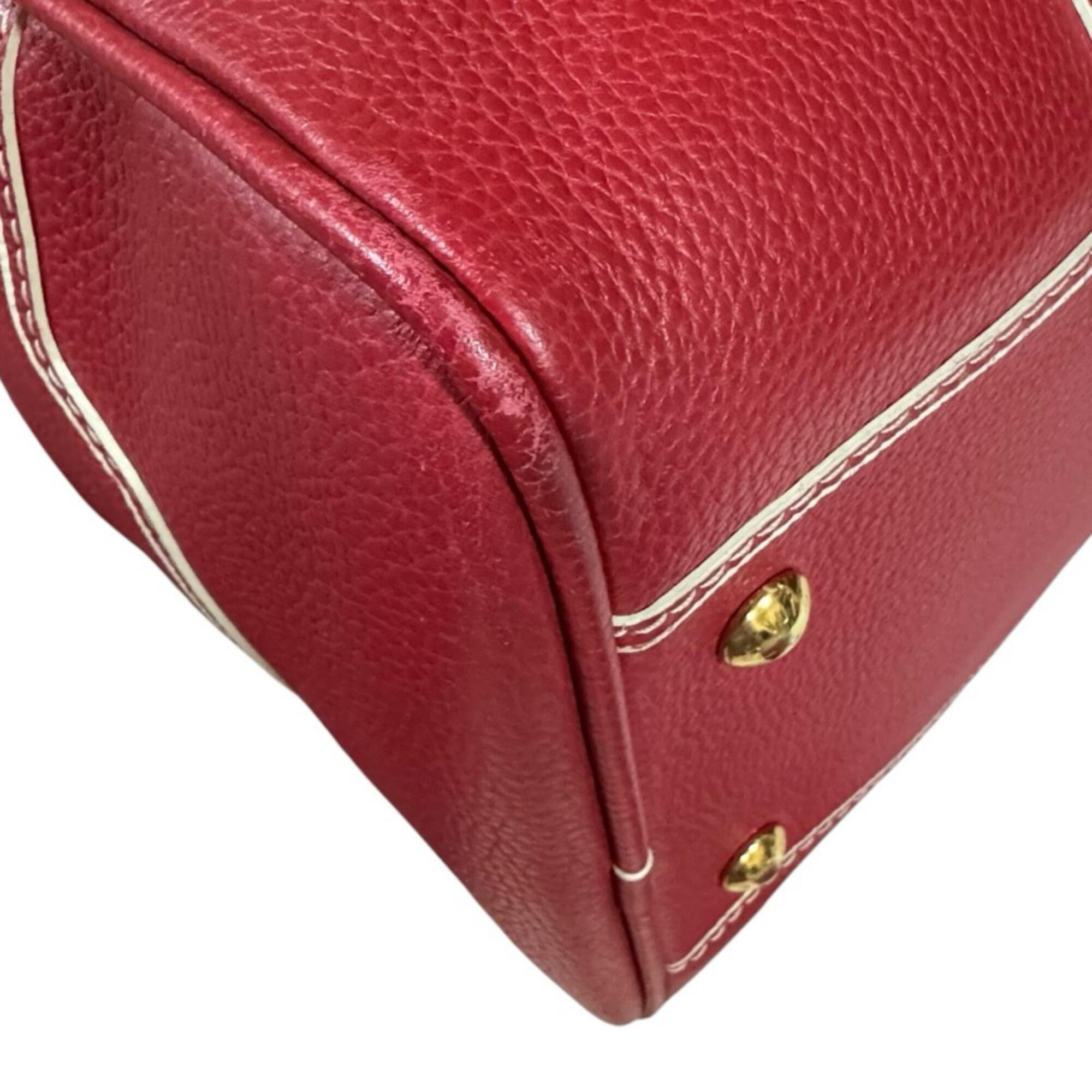 Louis Vuitton Red Color Leather Boston Bag (Pre-Owned)