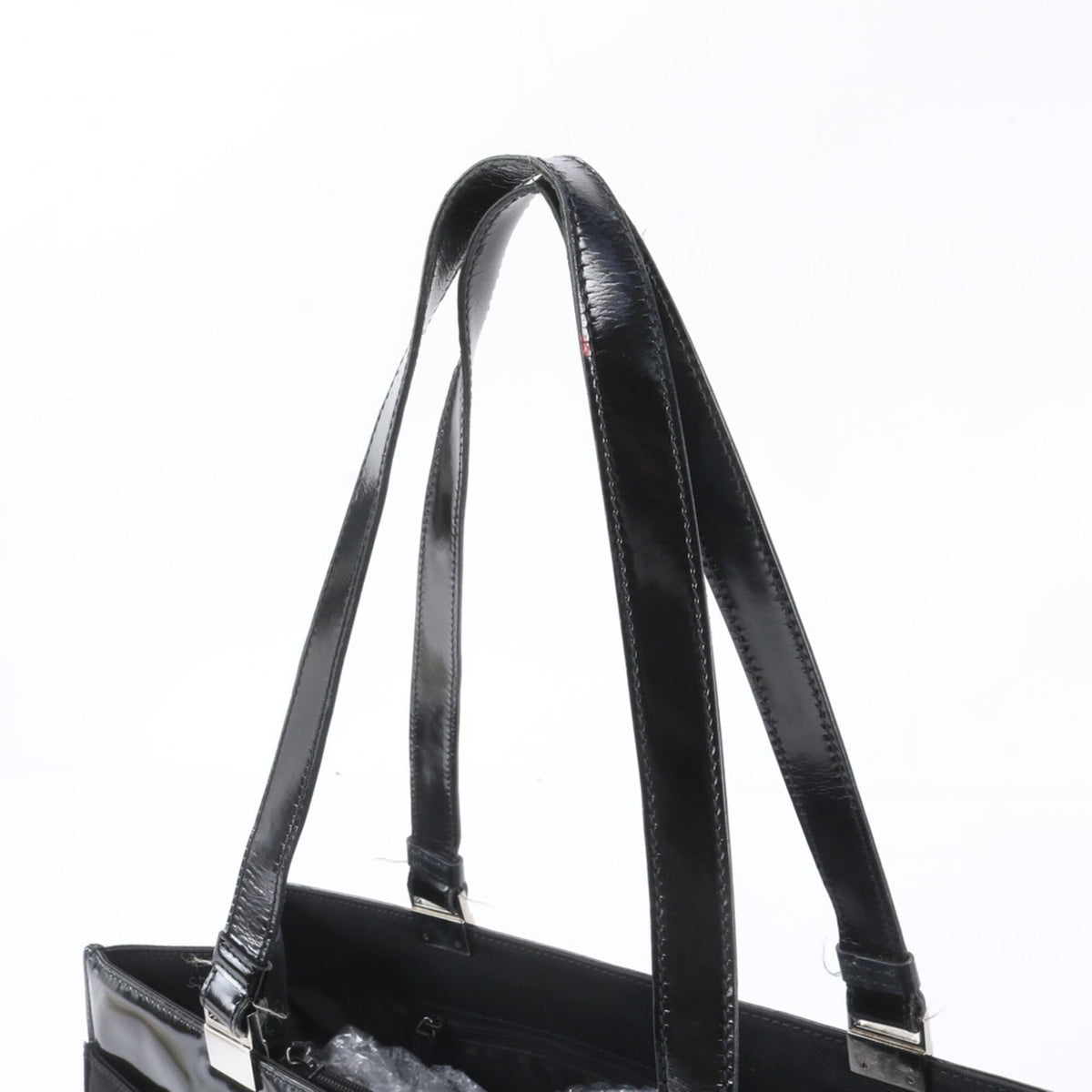 Gucci Black Leather Nylon Handbag Shoulder Bag Tote Bag (Pre-Owned)