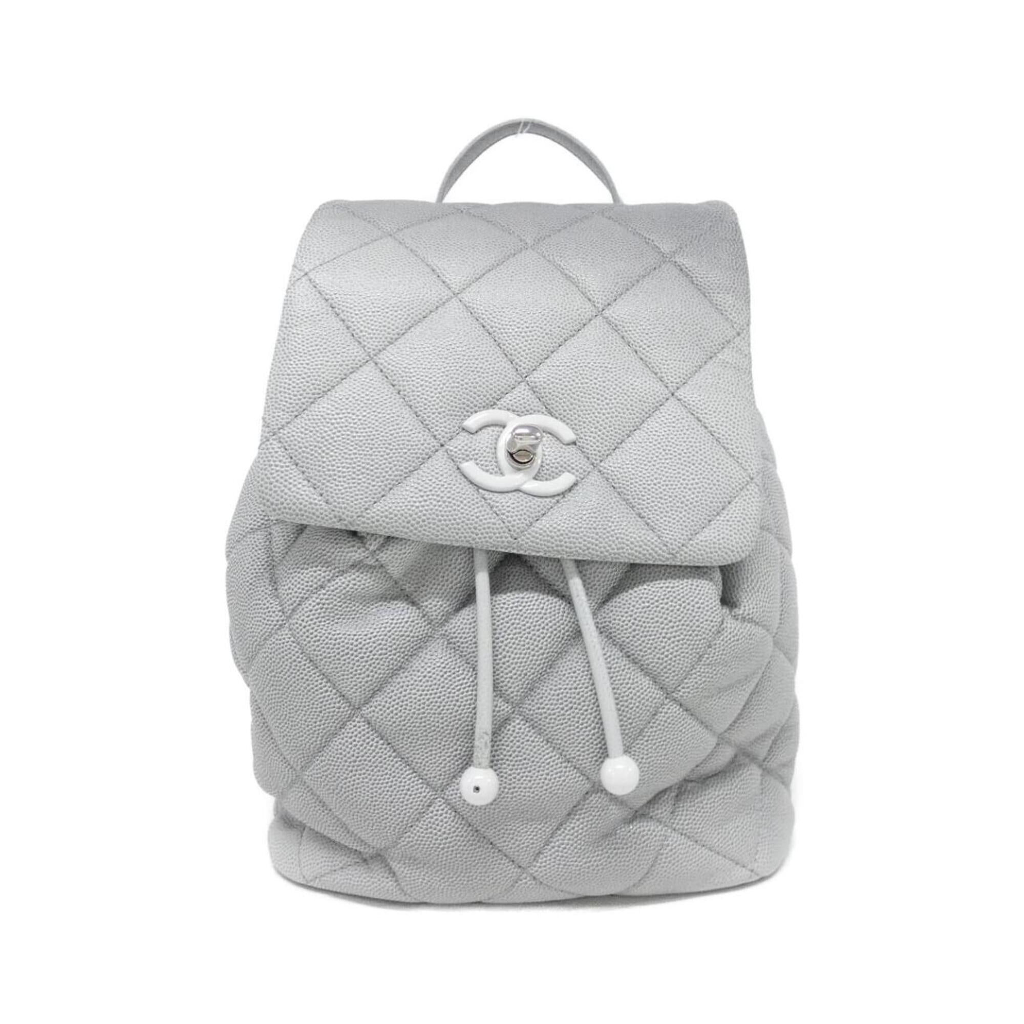 Chanel Gray Grained Calfskin Backpack (Pre-Owned)