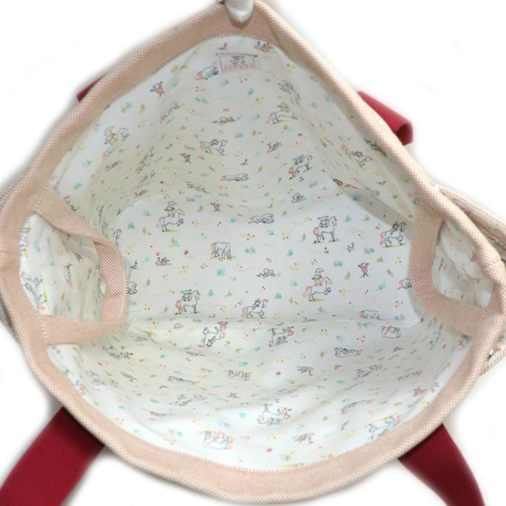 Hermes Red Color Canvas Toile H Tote Bag (Pre-Owned)