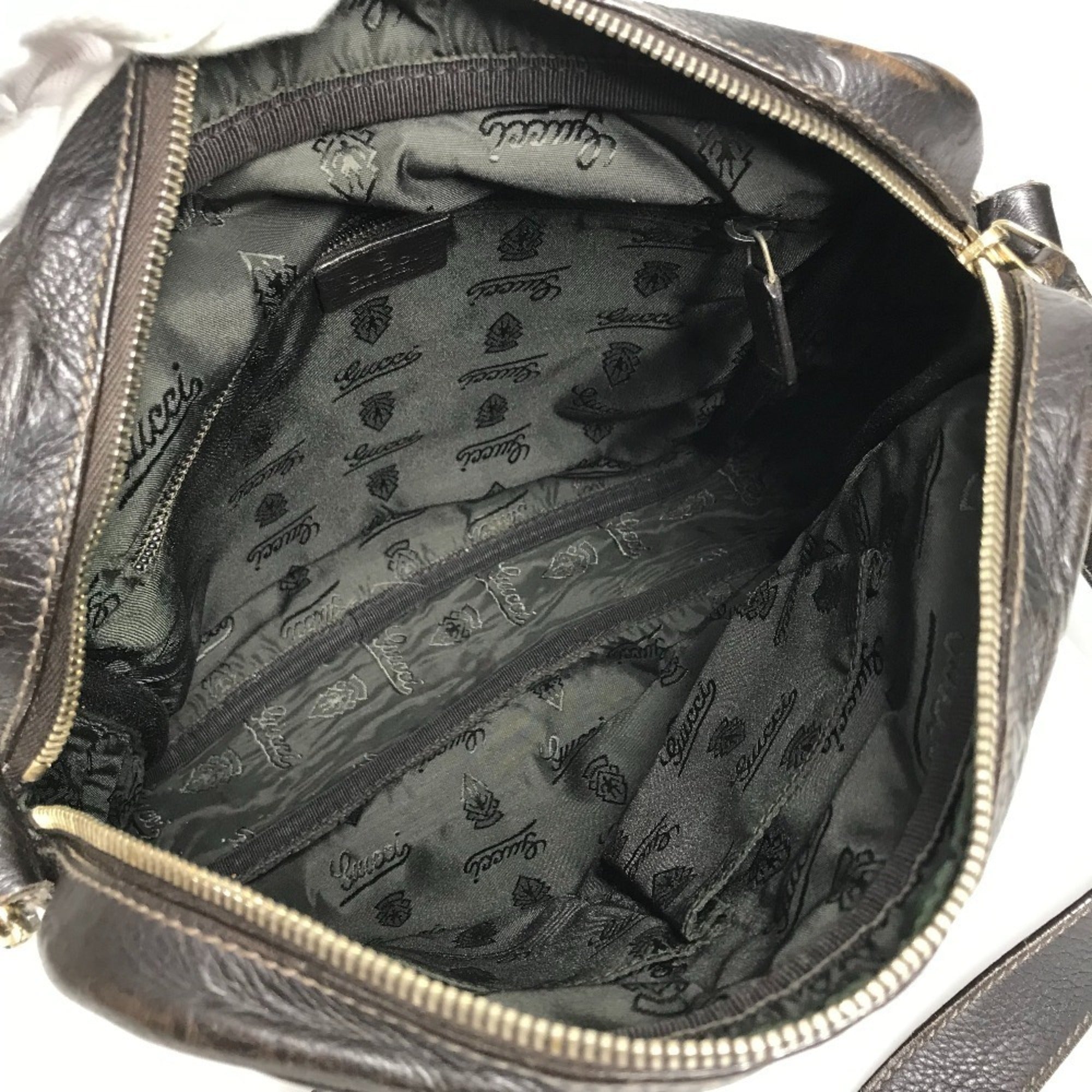 Gucci Brown Leather Pochette Shoulder Bag (Pre-Owned)