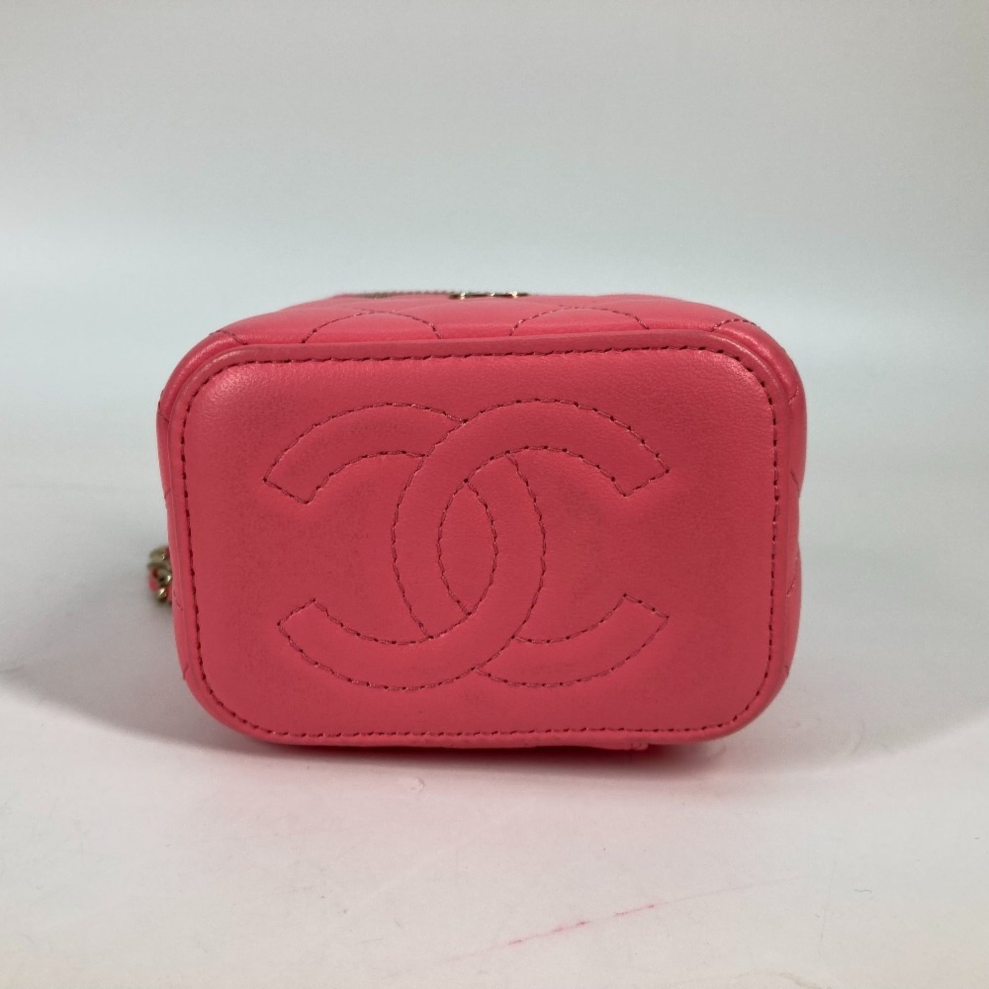 Chanel Pink Leather Shoulder Bag Vanity Bag (Pre-Owned)